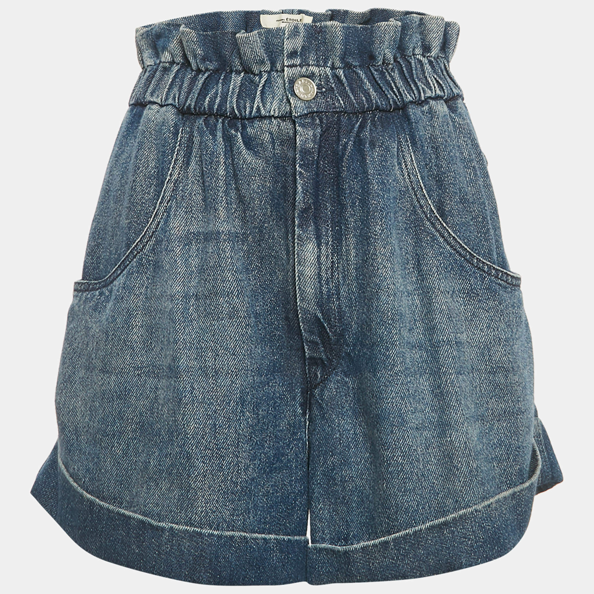 Pre Owned Isabel Marant Etoile Blue Denim Elasticated Waist Shorts S