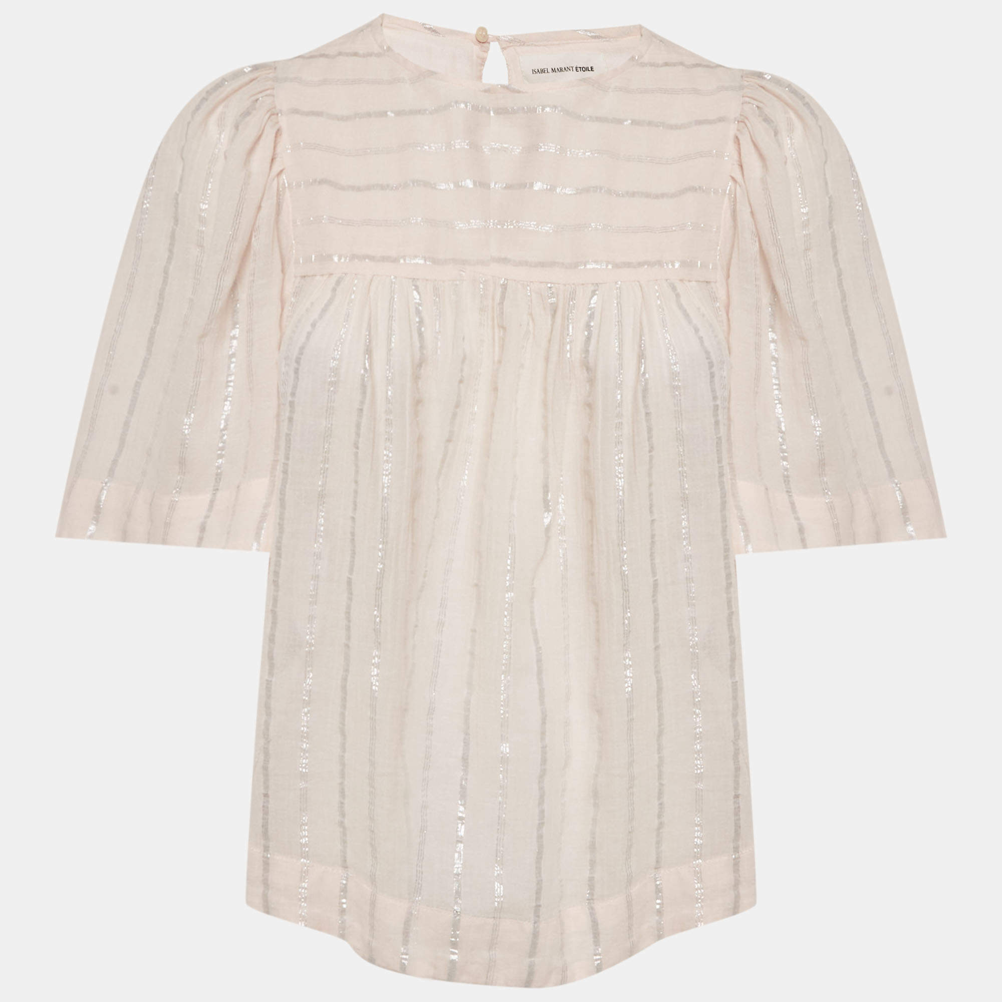 Pre Owned Isabel Marant Etoile Pink Lurex Striped Cotton Blouse M