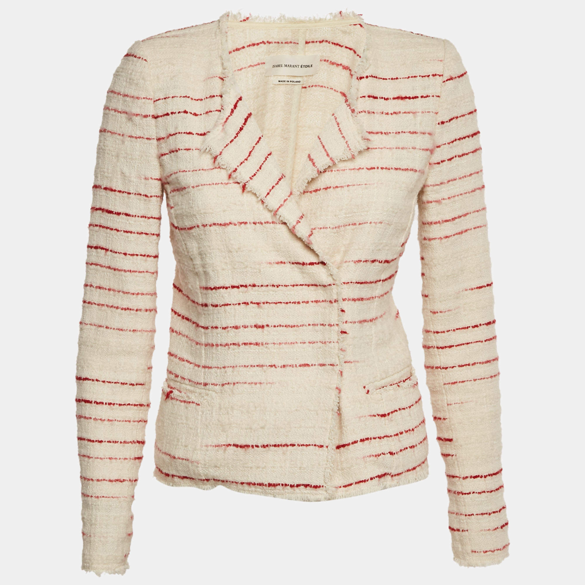 Pre Owned Isabel Marant Etoile Cream /Red Striped Tweed Glenn Jacket M