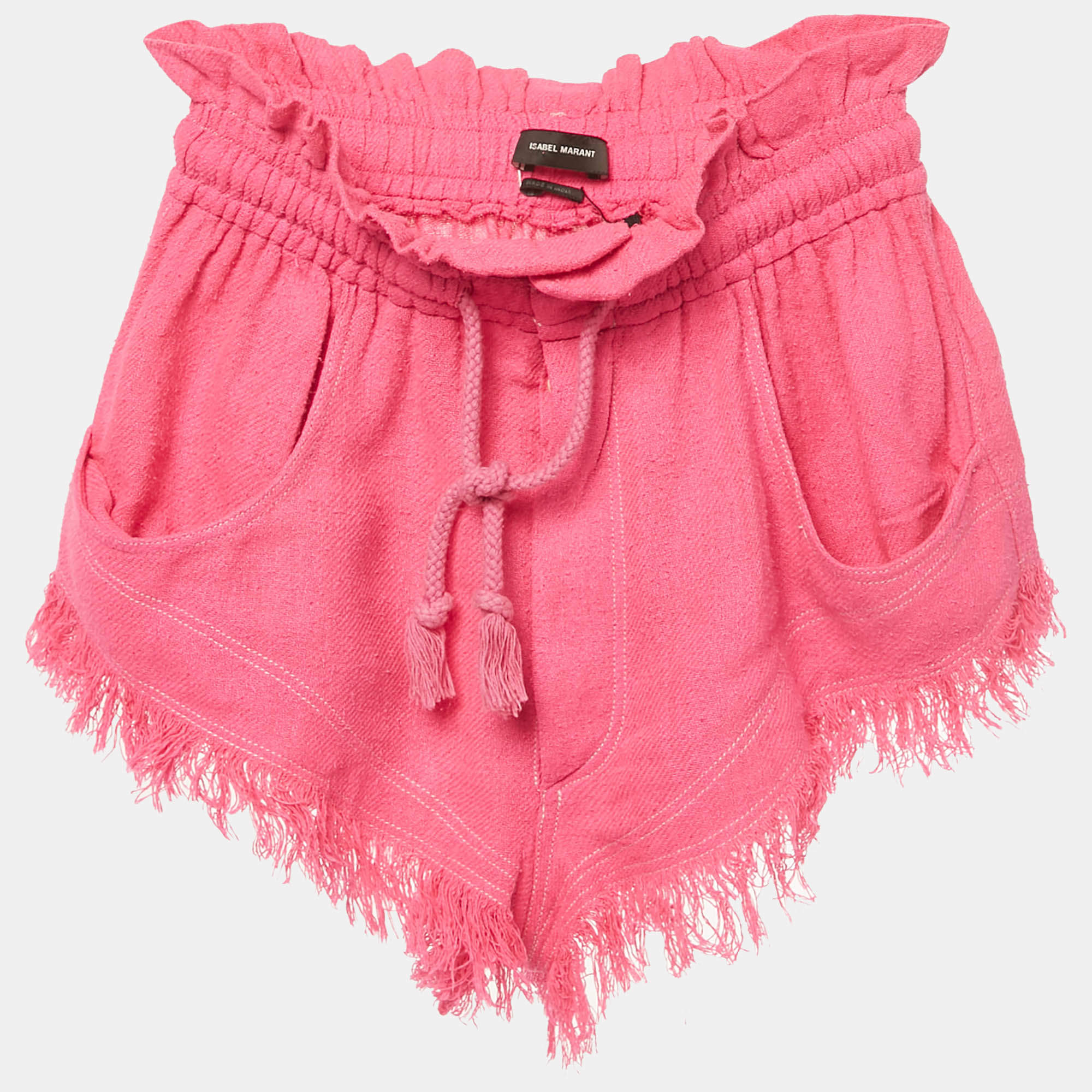 مملوكة مسبقًا Isabel Marant Pink Silk Gauze Frayed Talapiz Shorts S