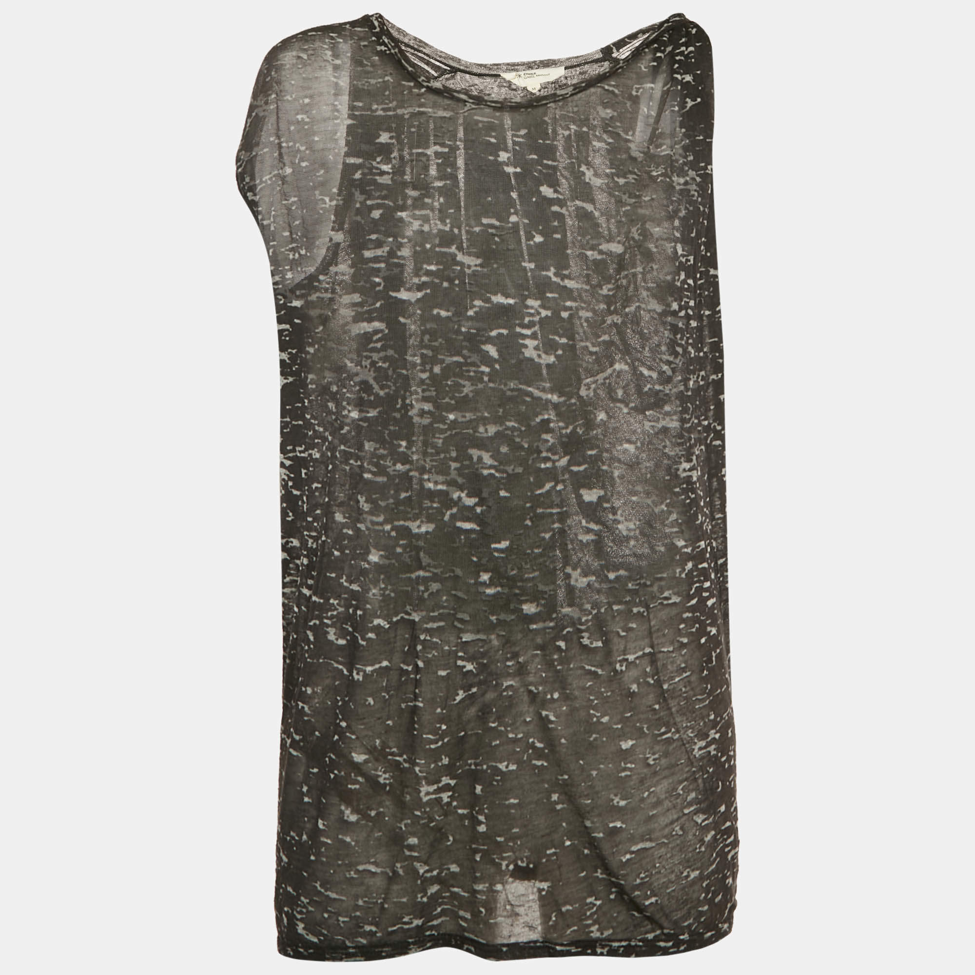مملوكة مسبقًا Isabel Marant Etoile Monochrome Patterned Jersey Sleeveless Top M