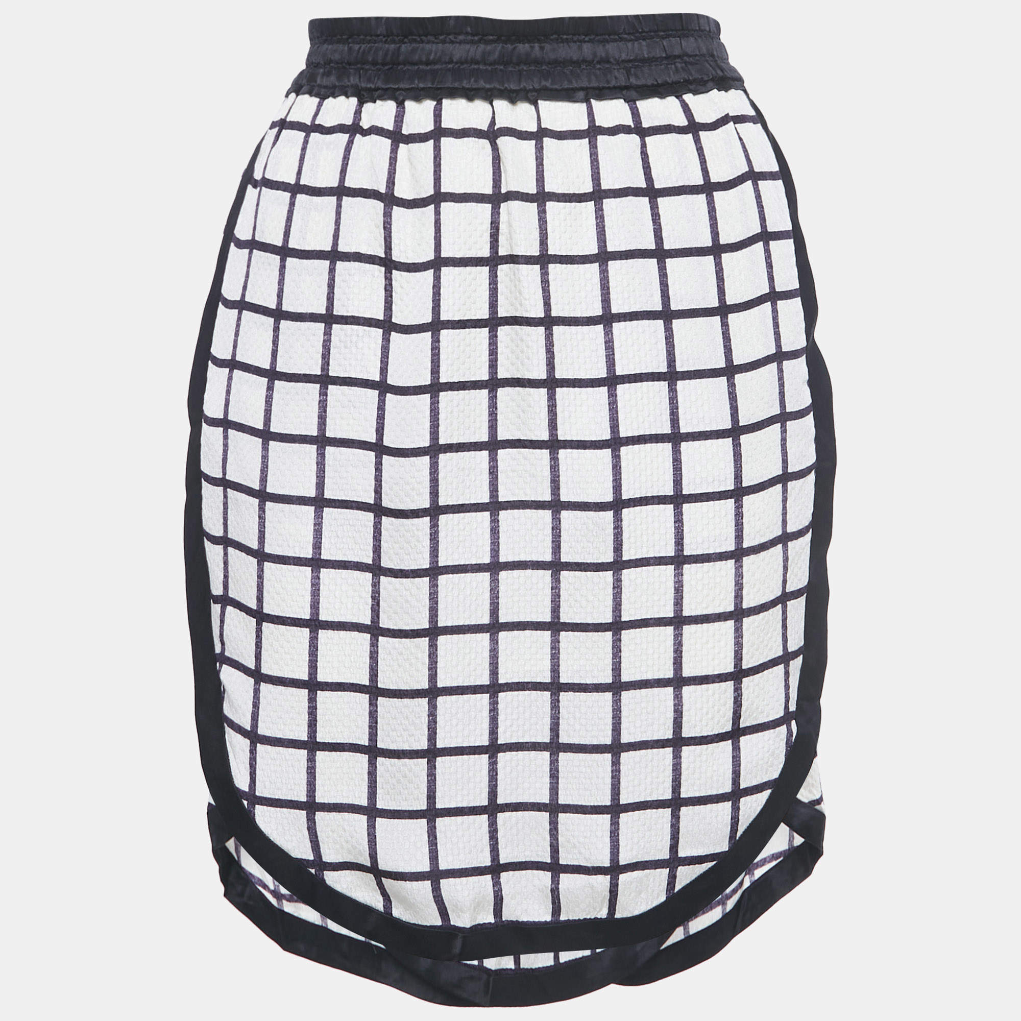 Pre Owned Isabel Marant Etoile White Windowpane Silk Skirt S