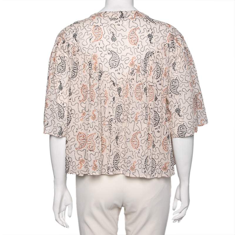 ISABEL MARANT Algari Drape shops Paisley Print Top