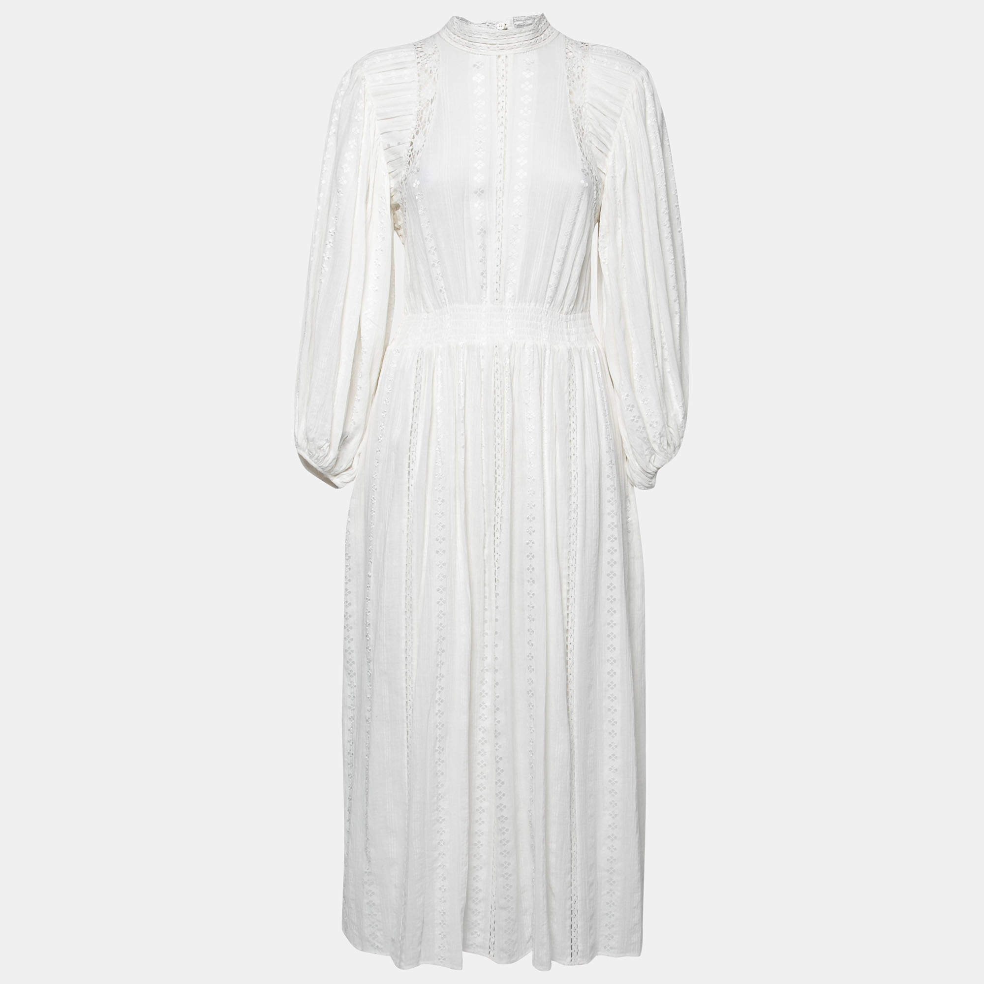 Isabel Marant Etoile White Cotton & Lace Trim Detail Maxi Dress S