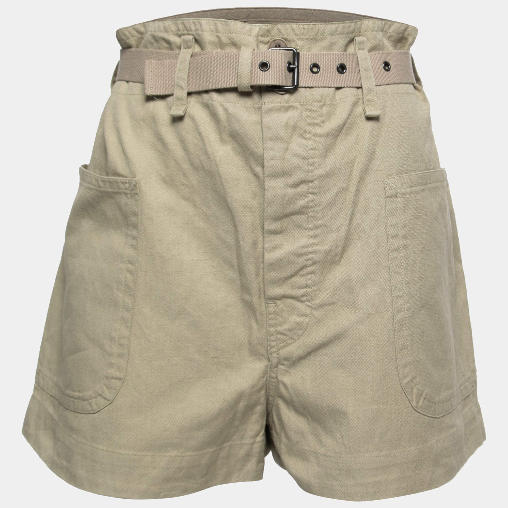 Isabel Marant Etoile Beige Canvas High Waist Belted Shorts S