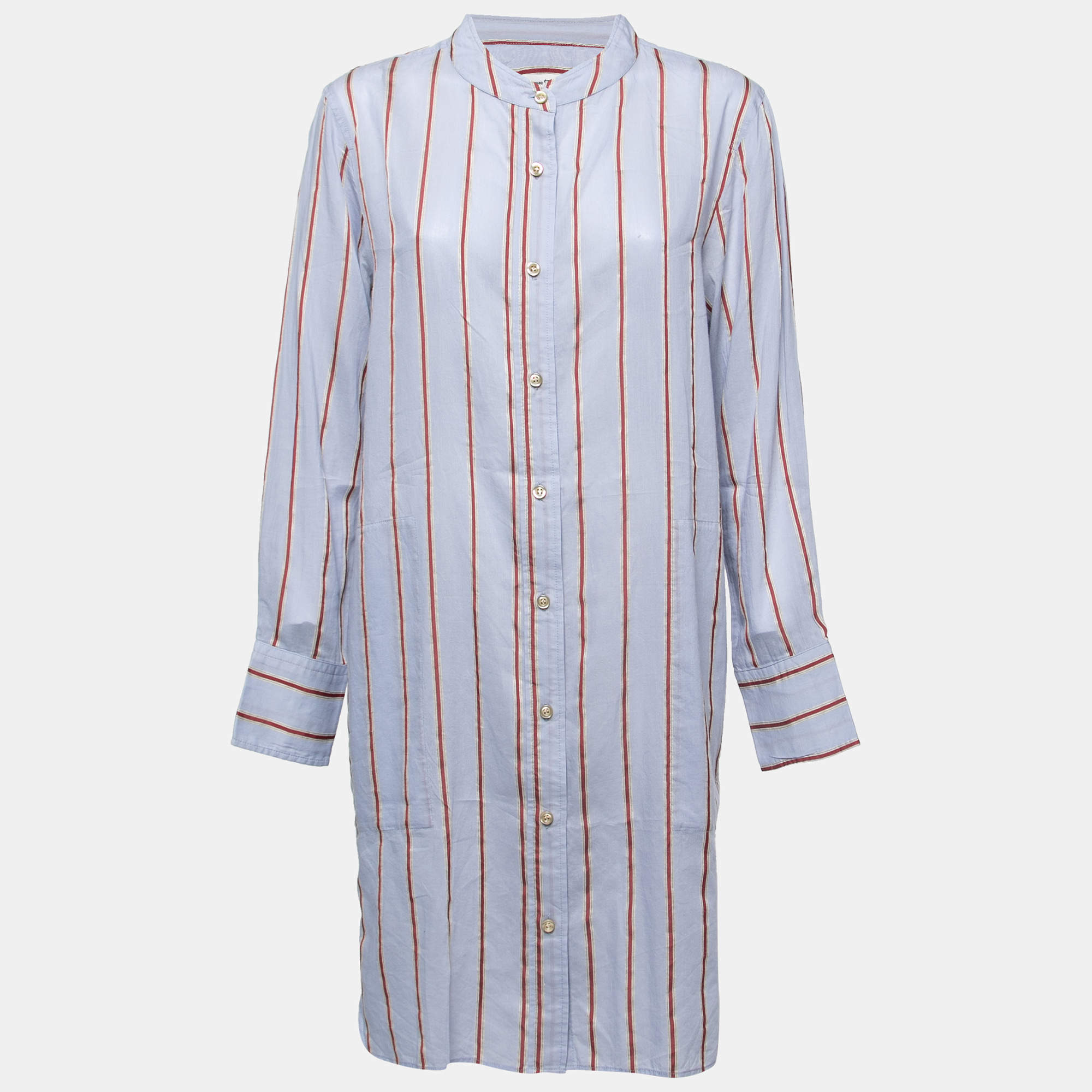 Marant Etoile Blue Striped Cotton Blend Yucca Dress M Isabel Marant Etoile TLC