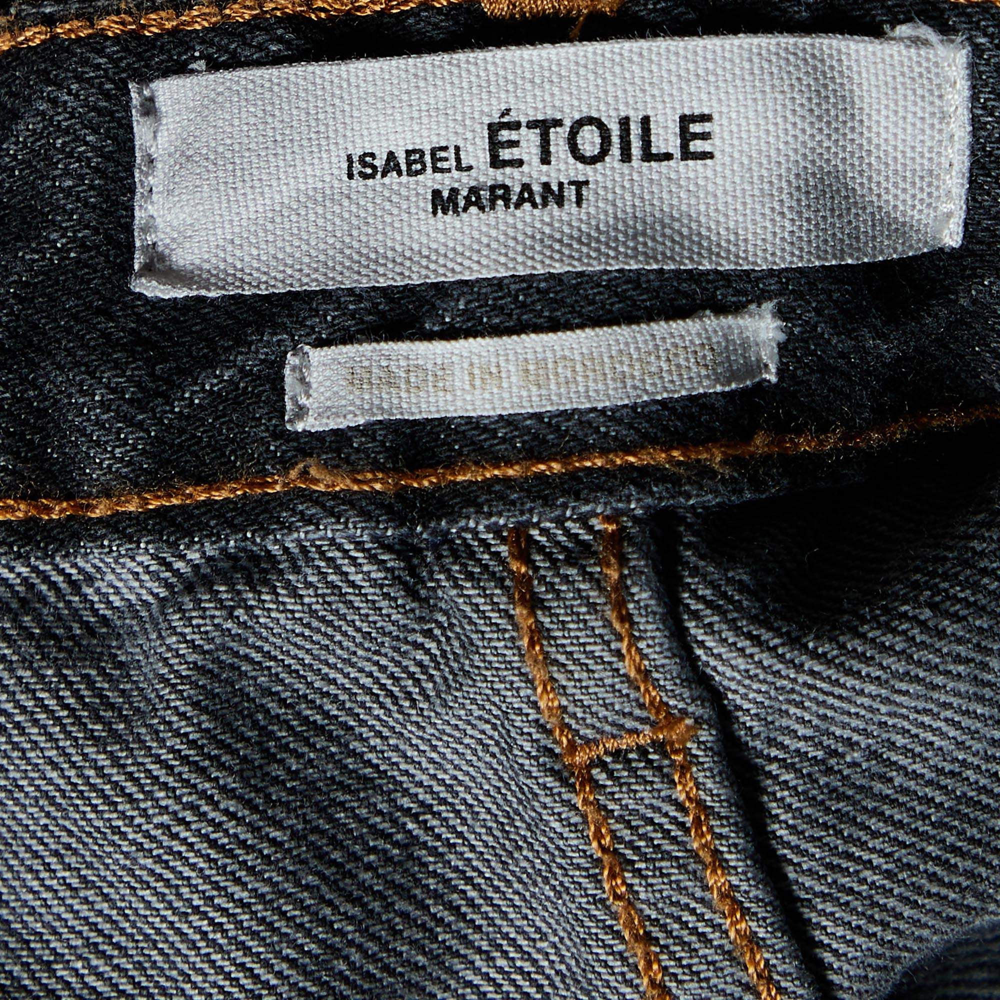 Pre Owned Isabel Marant Étoile Charcoal Grey Denim Distressed Garance Jeans S
