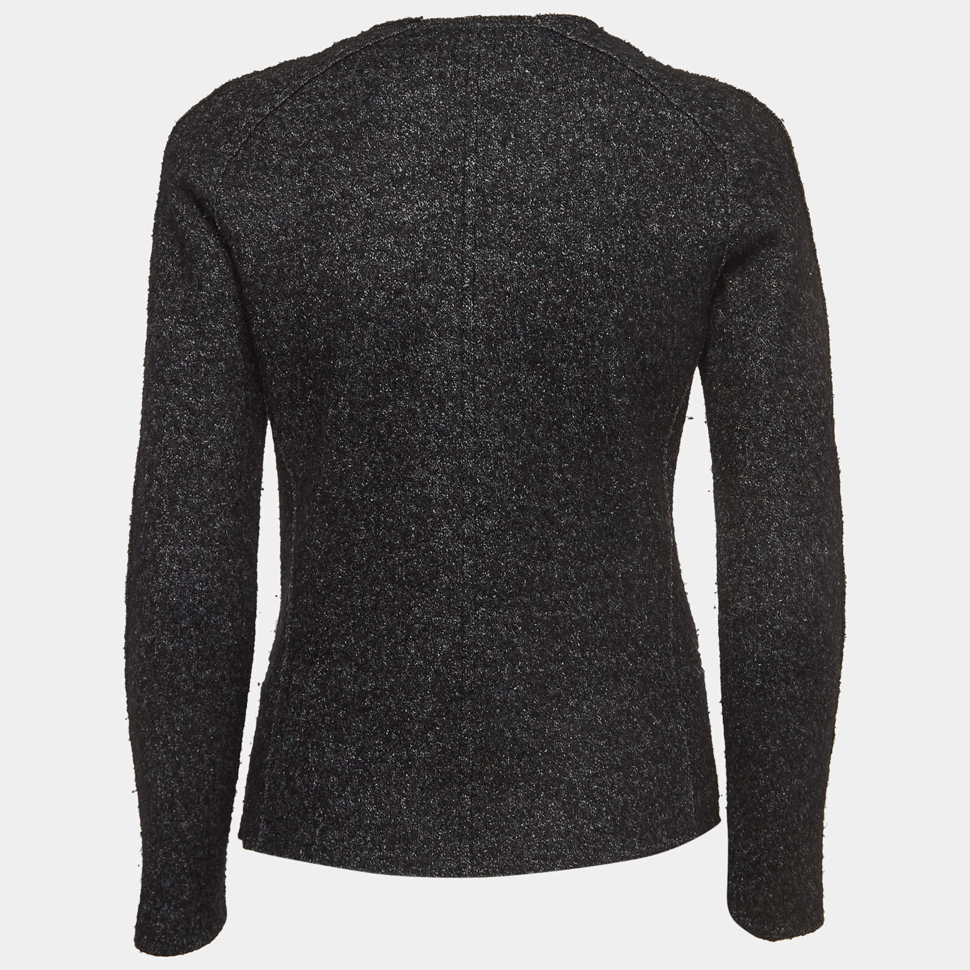 Pre Owned Isabel Marant Etoile Grey Wool Tweed Cardigan XS