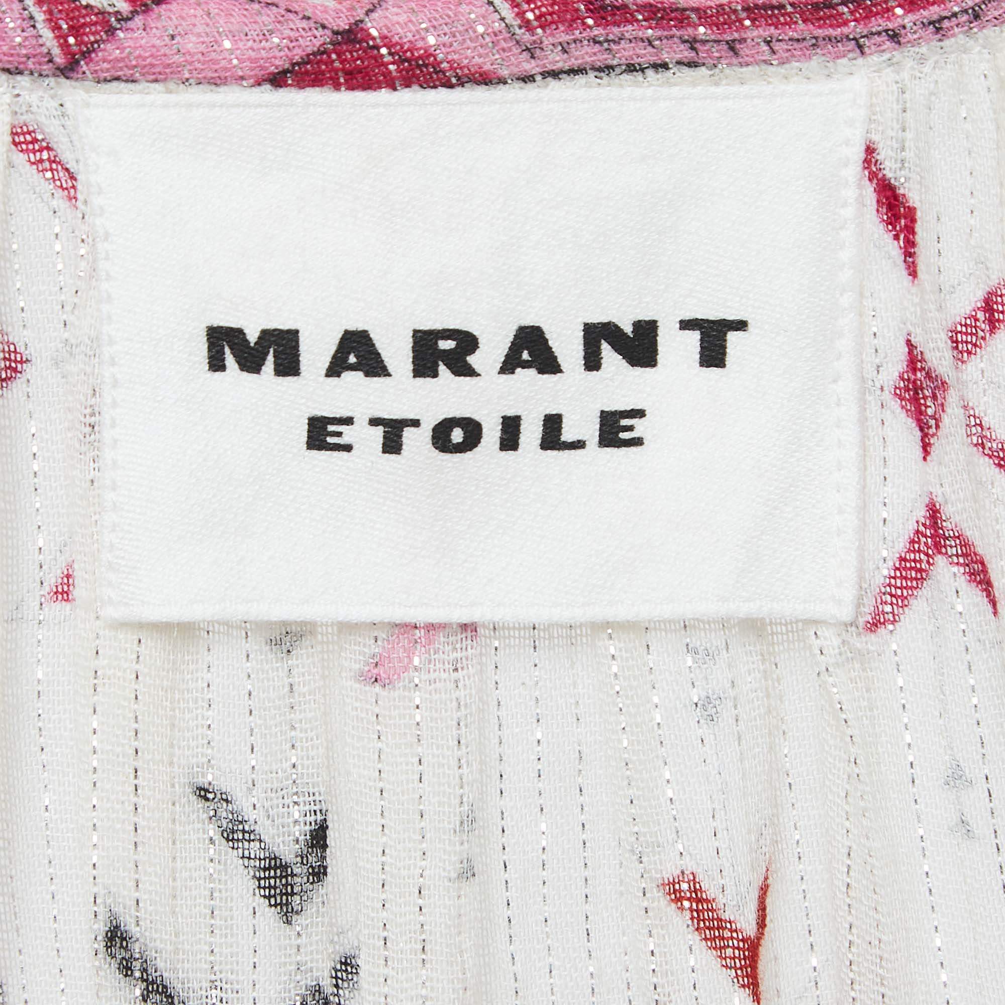 Pre Owned Isabel Marant Etoile Off White Printed Cotton Midi Dress M