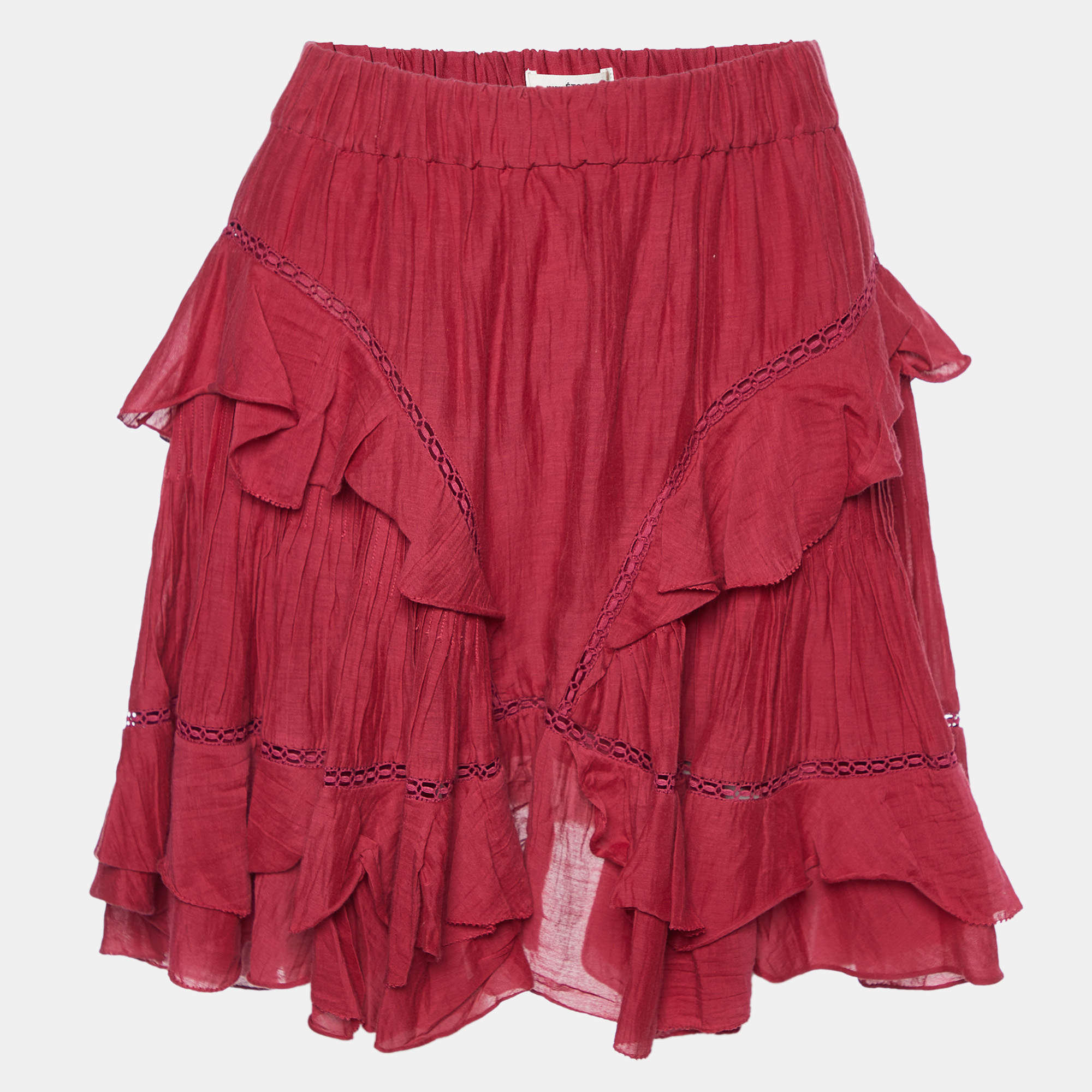 Isabel Marant Etoile Pink Cotton Ruffled Mini Skirt S