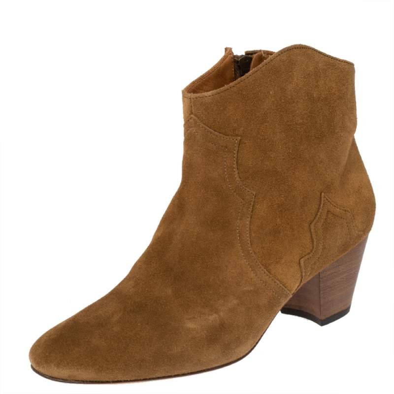 Pre Owned Isabel Marant Brown Suede Dicker Ankle Boots Size 40