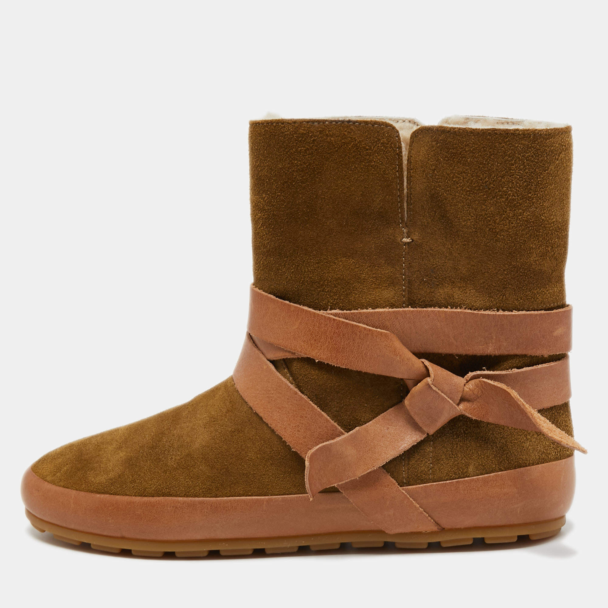 Isabel Marant Brown Suede and Leather Nygel Rain Boots Size 36