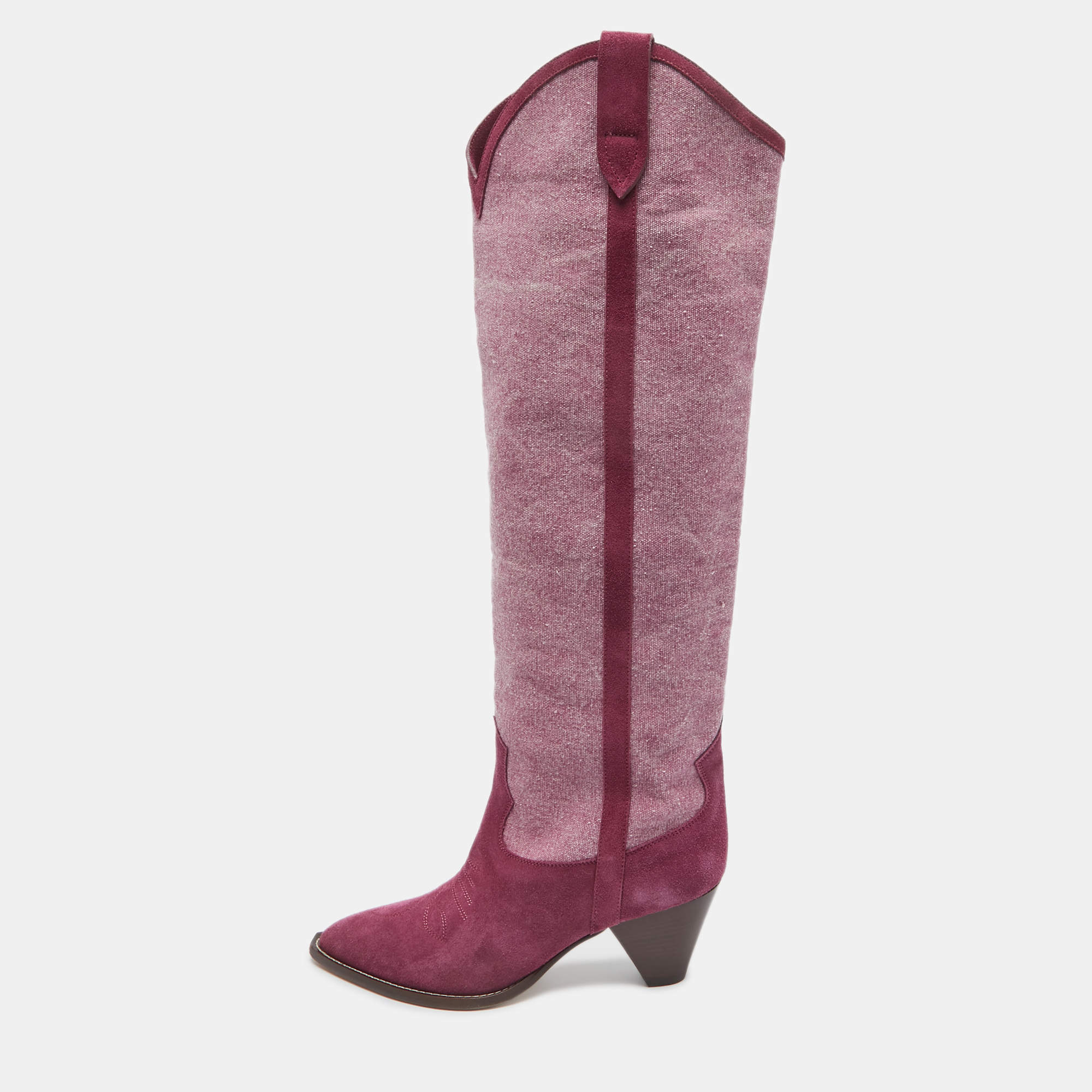 Isabel Marant Pink Suede and Canvas knee Length Boots Size 38