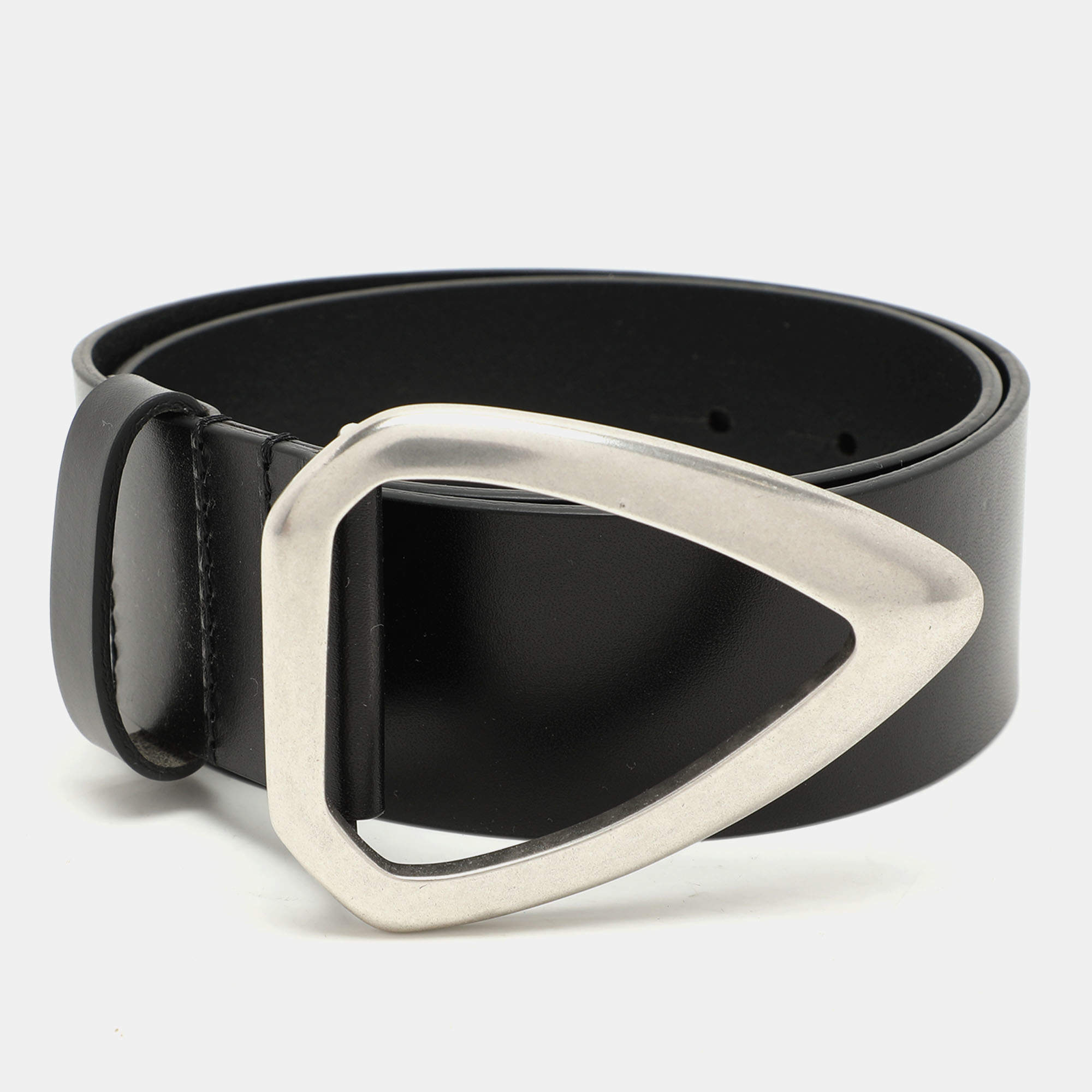 Isabel Marant Black Leather Idiano Buckle Belt 75CM 