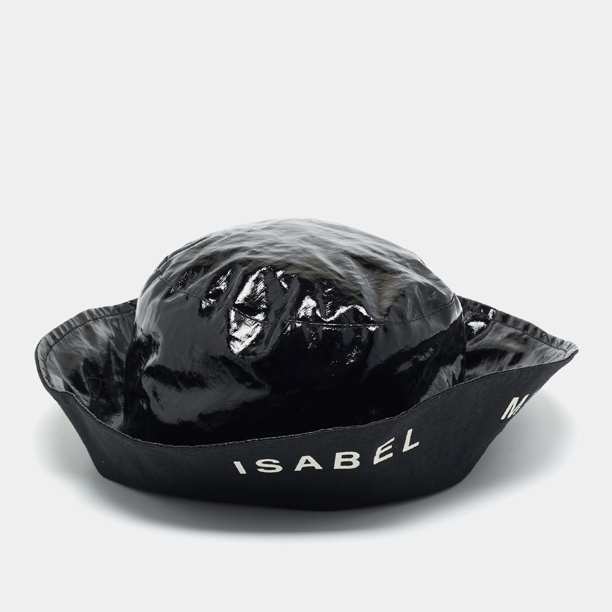 Pre Owned Isabel Marant Black Coated Linen Loiena Bucket Hat Size 58