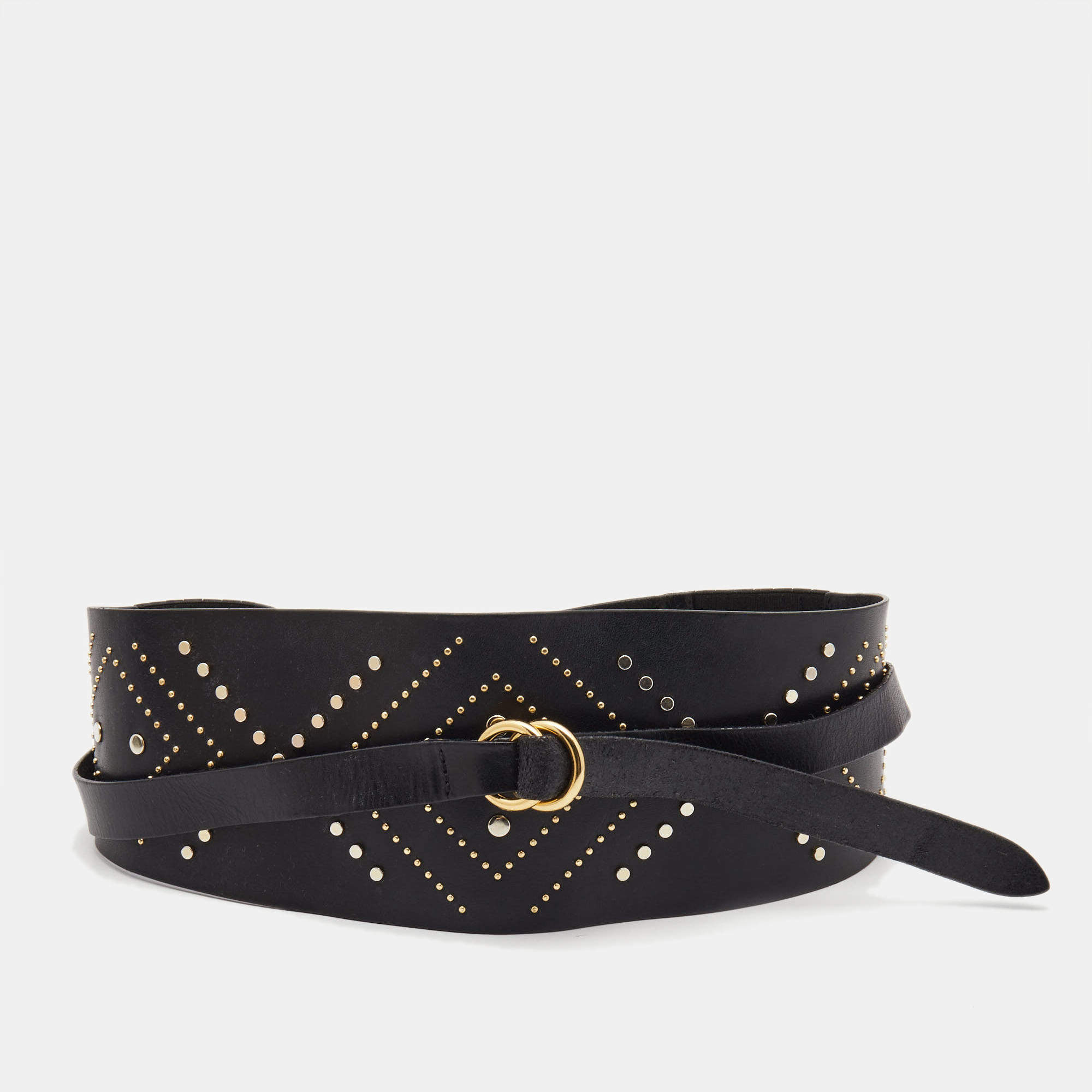 Isabel Marant Black Leather Studded Waist Belt