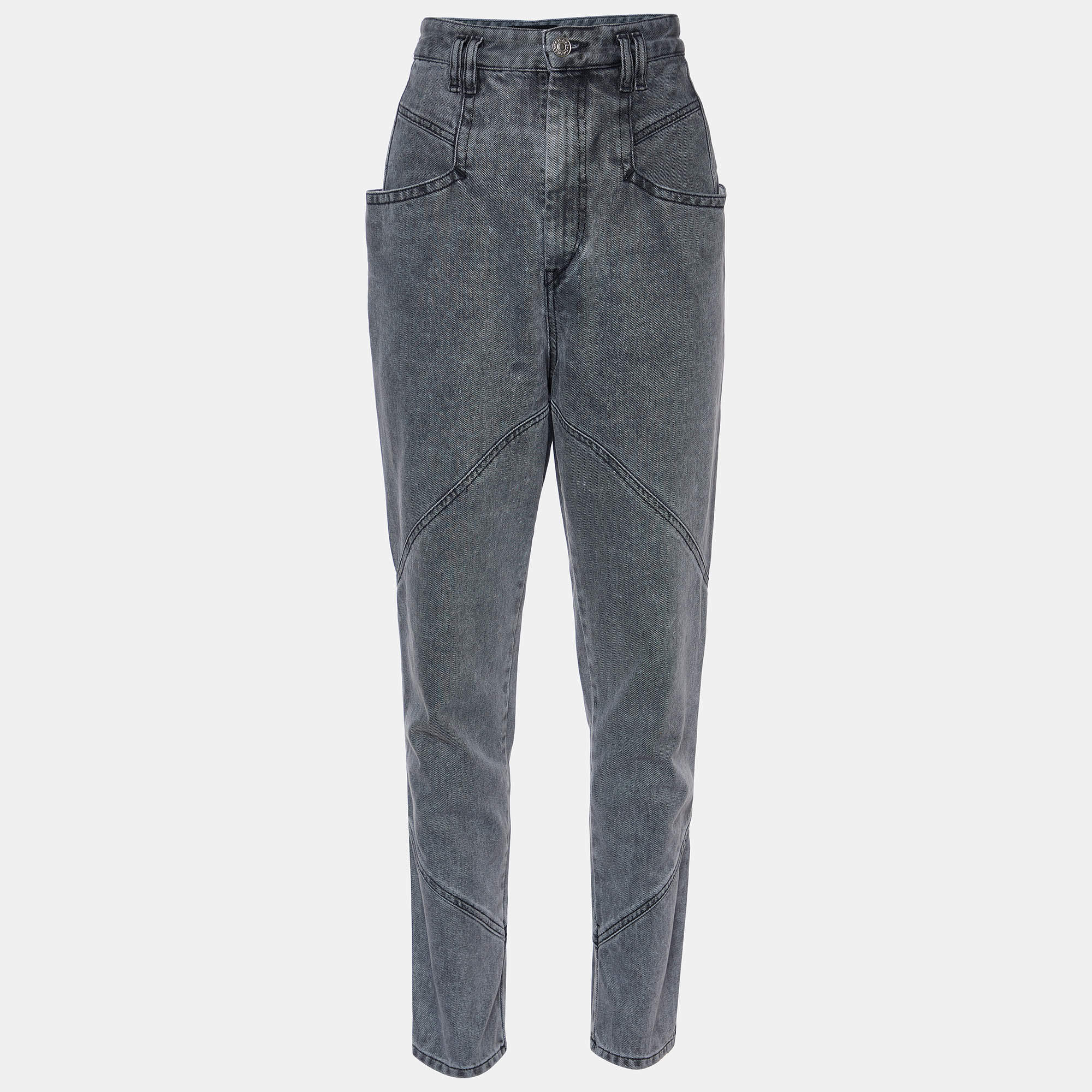 Isabel Marant Grey Washed Denim Paneled Jeans S Waist 31