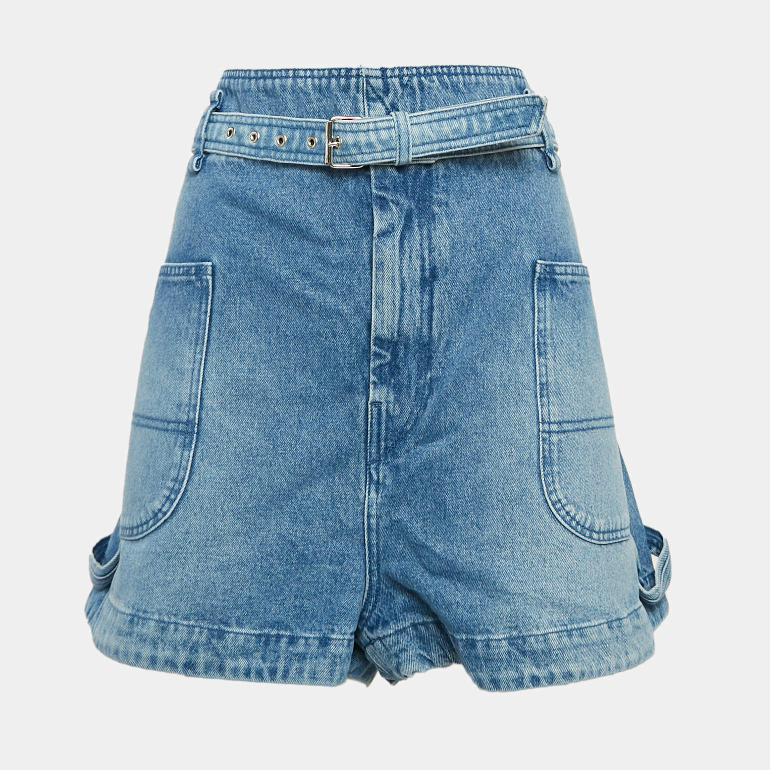 Pre Owned Isabel Marant Blue Denim Belted Kike Shorts L