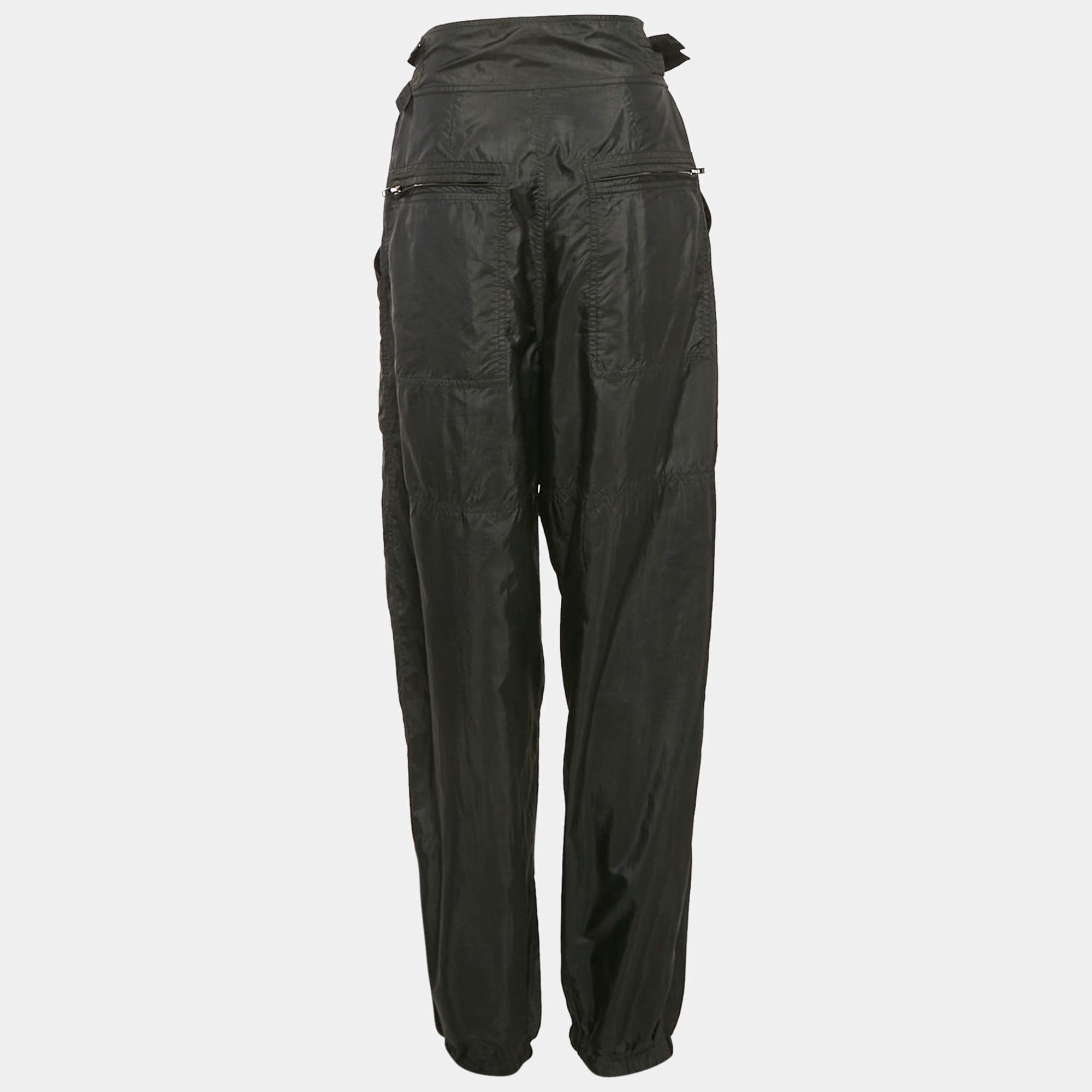 Pre Owned Isabel Marant Black Nylon Adjustable Waist Trousers S