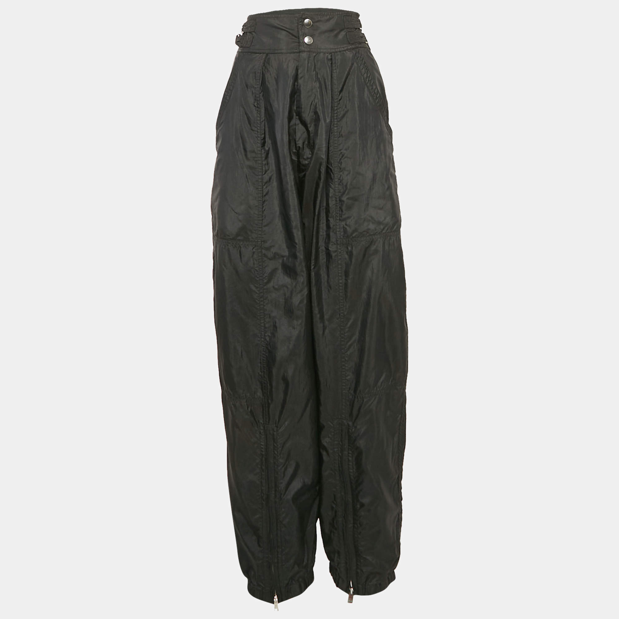 Isabel Marant Black Nylon Adjustable Waist Trousers S
