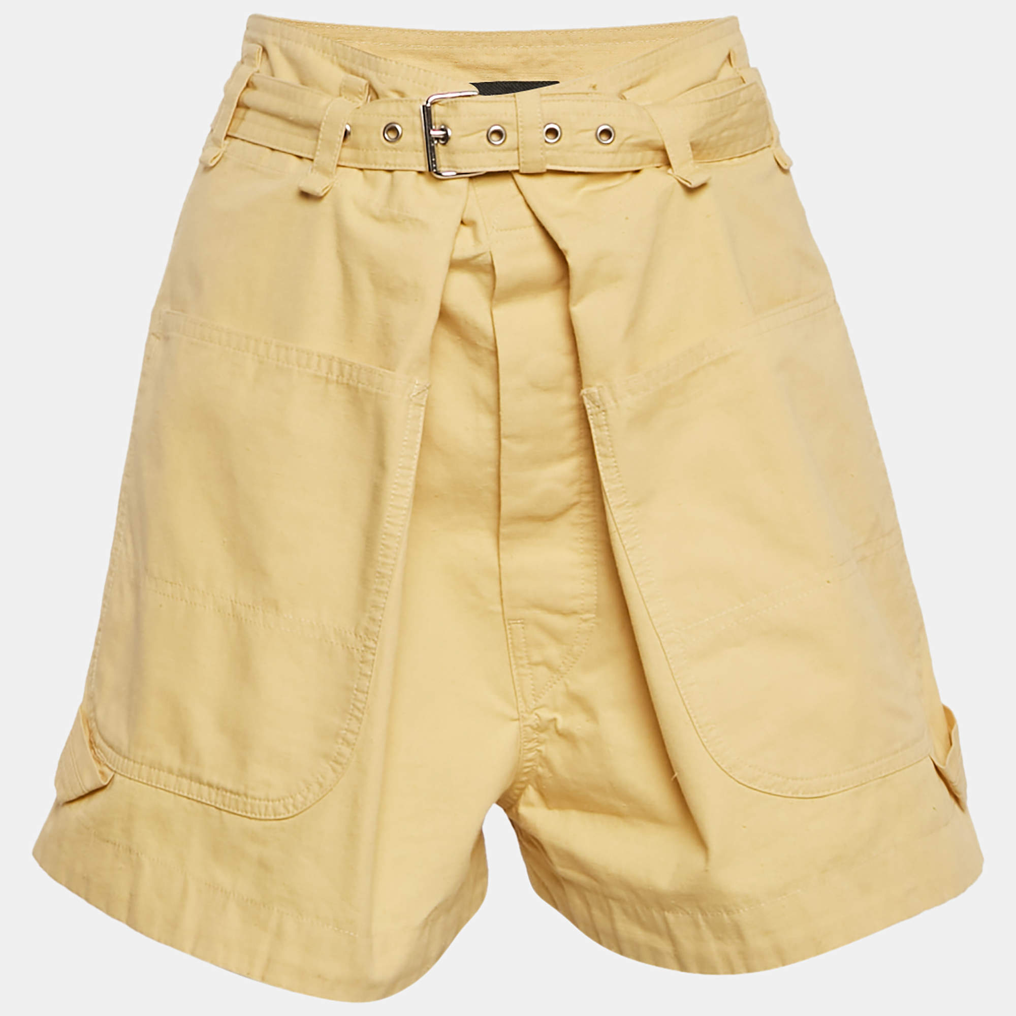 Isabel Marant Yellow Cotton Belted Shorts M