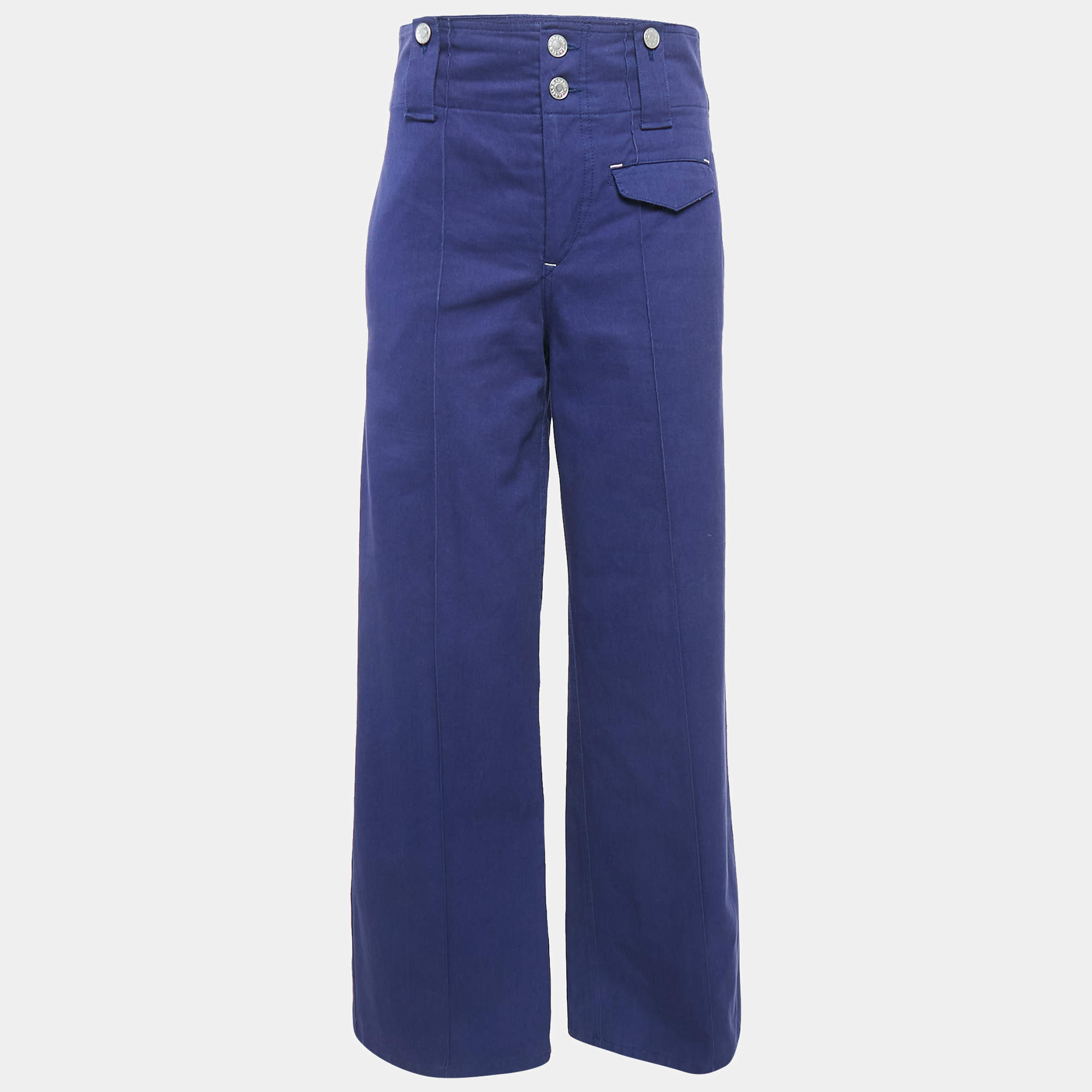 Isabel Marant Blue Gabardine Wide Leg Trousers M