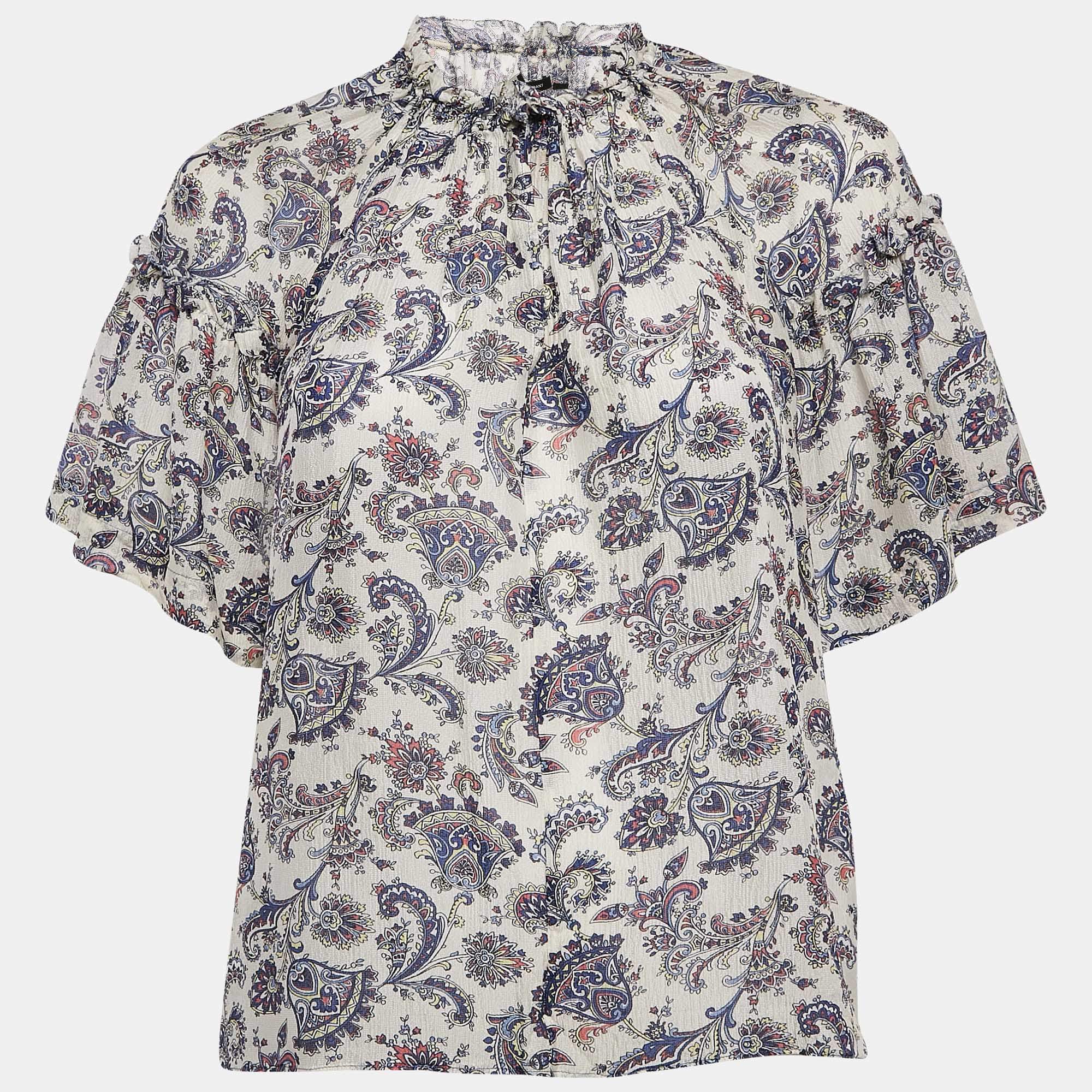 Isabel Marant Multicolor Silk Ruffled Top S