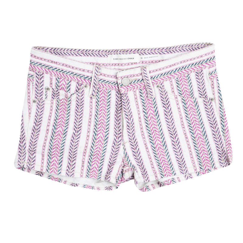 Isabel Marant Multicolor Chevron Printed Denim Hot Pants S