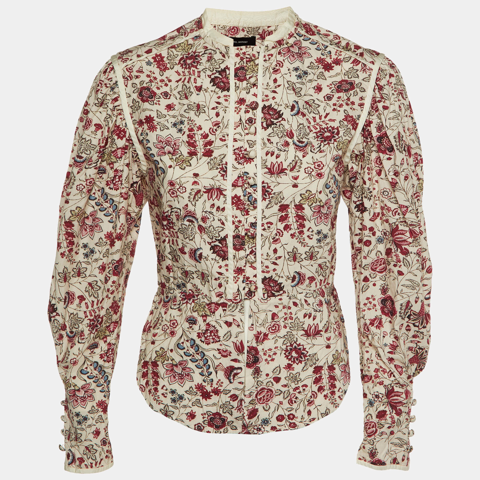 Isabel Marant Cream Floral Print Cotton Button Front Top S
