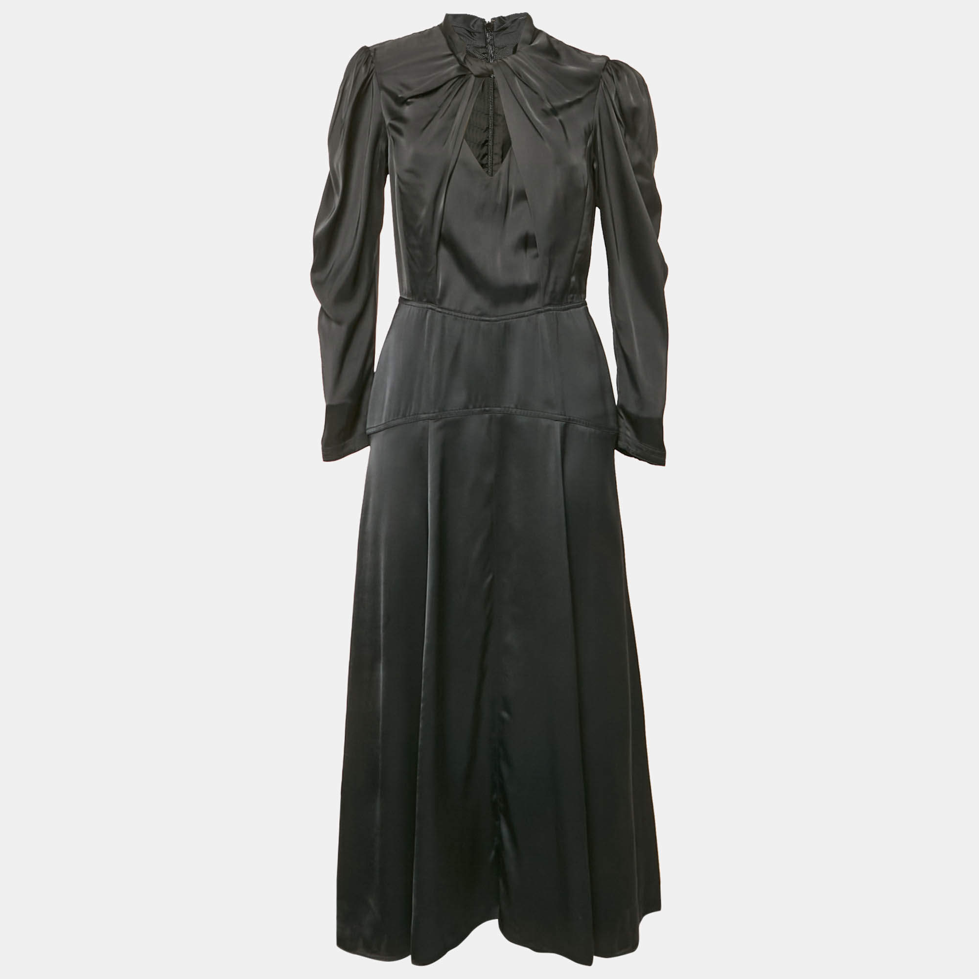 Pre Owned Isabel Marant Black Satin Vilma Midi Dress M