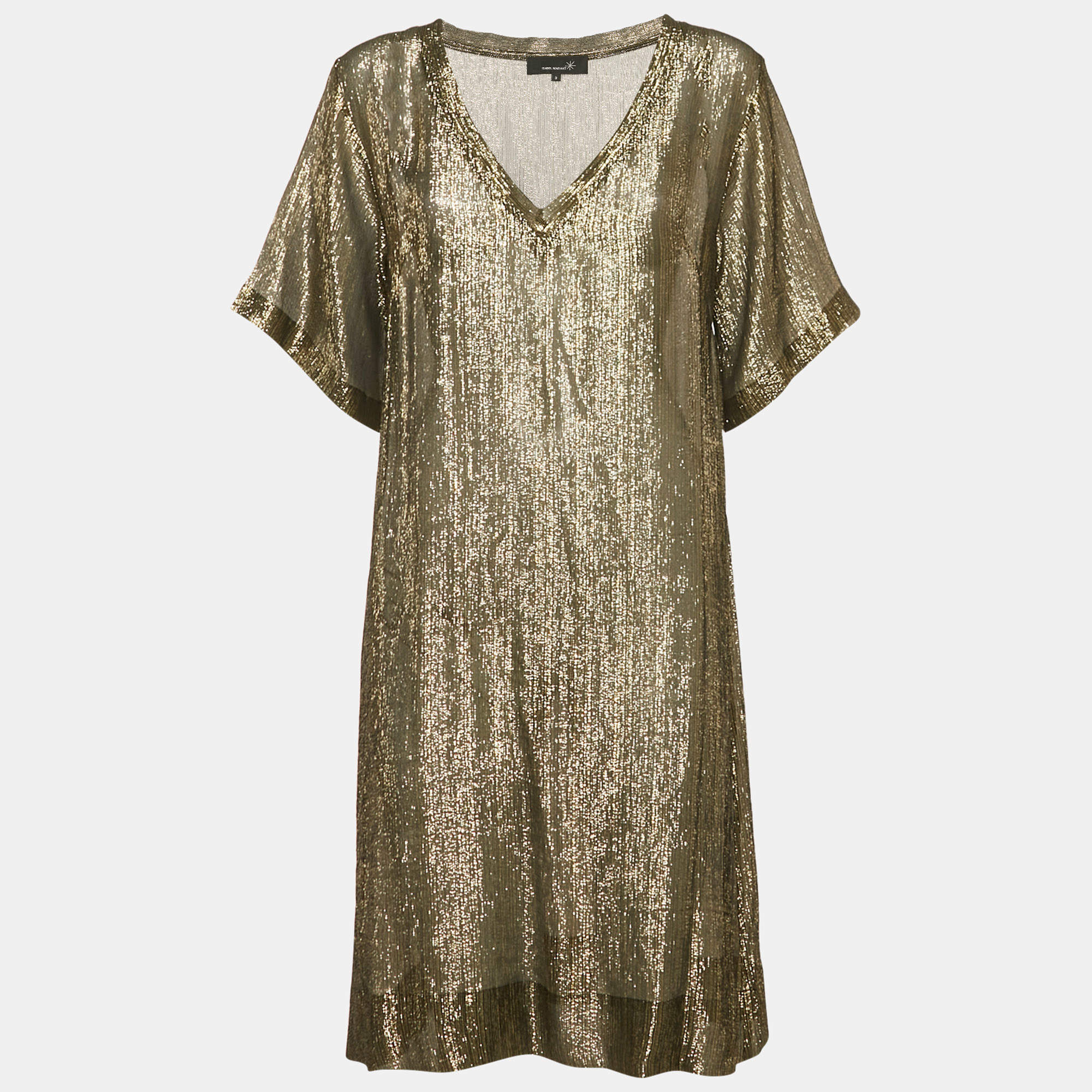 Isabel Marant Gold Lurex Silk Tank Dress M