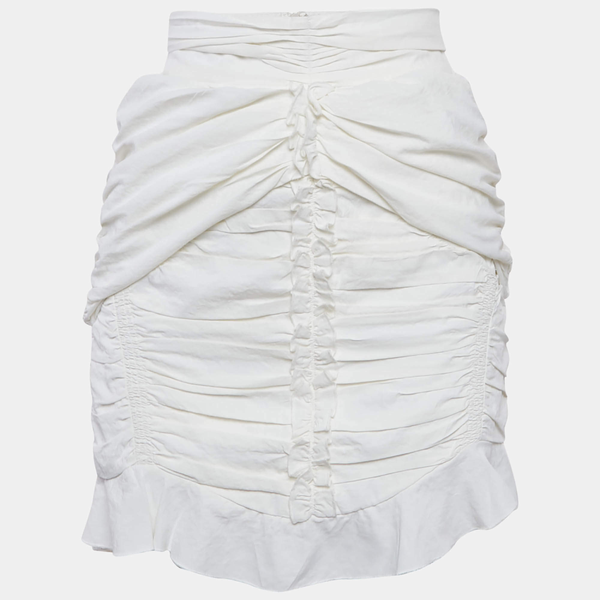 Isabel Marant Cotton White Ruffled Mini Skirt S