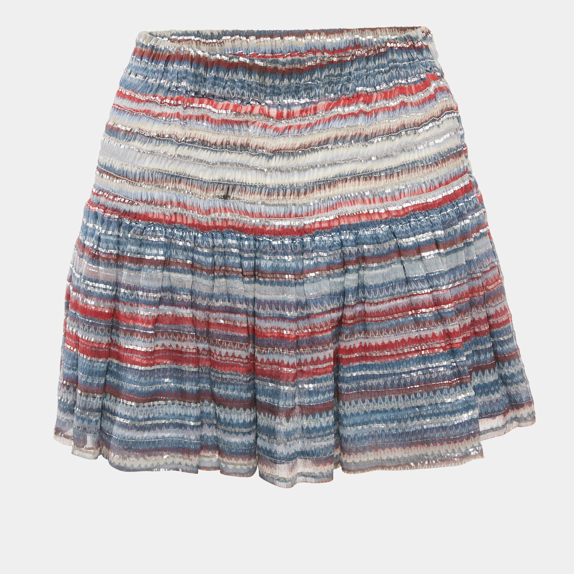 Isabel Marant Blue Striped Lurex Silk Mini Skirt XS