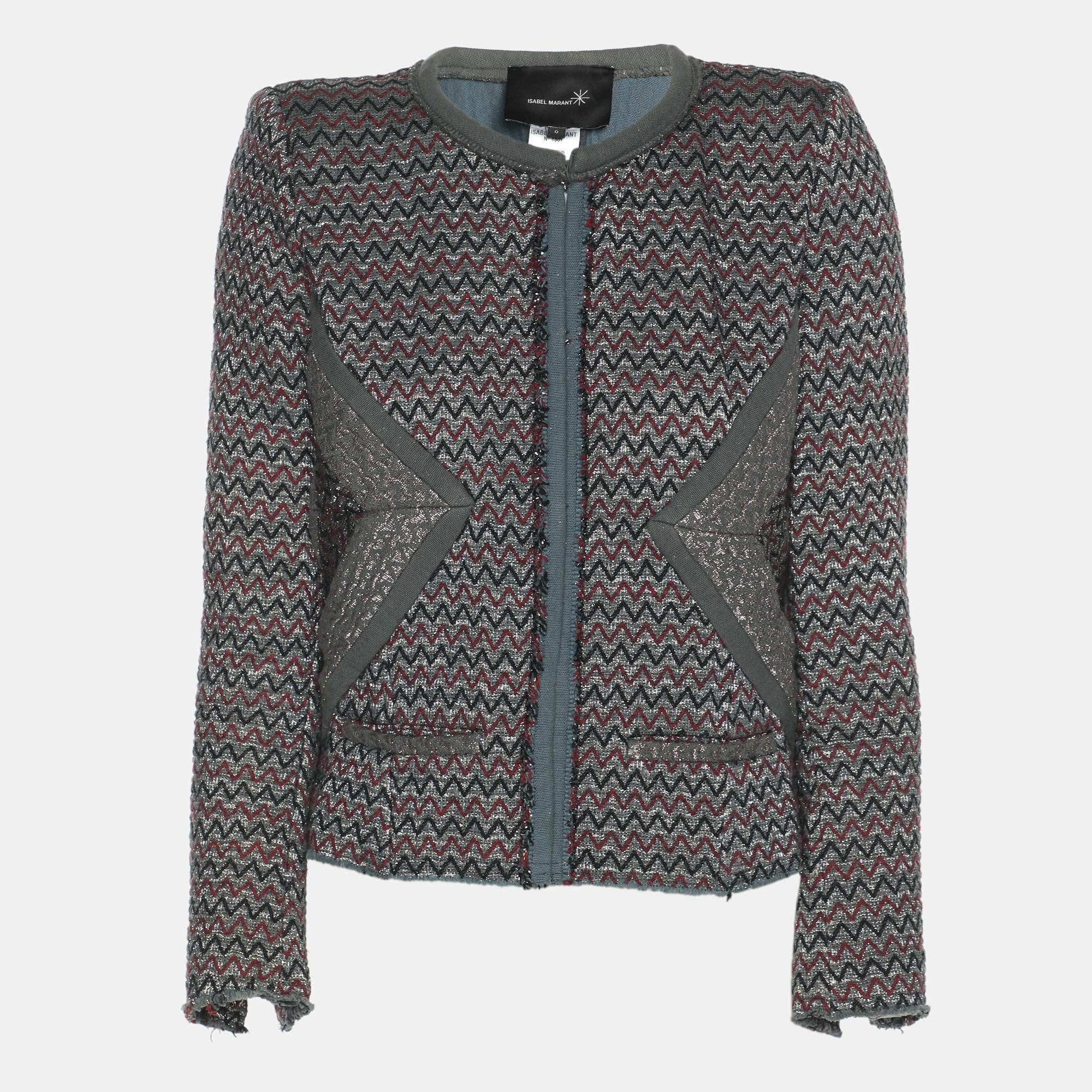 Isabel Marant Multicolored Patterned Lurex Knit Jacket XS