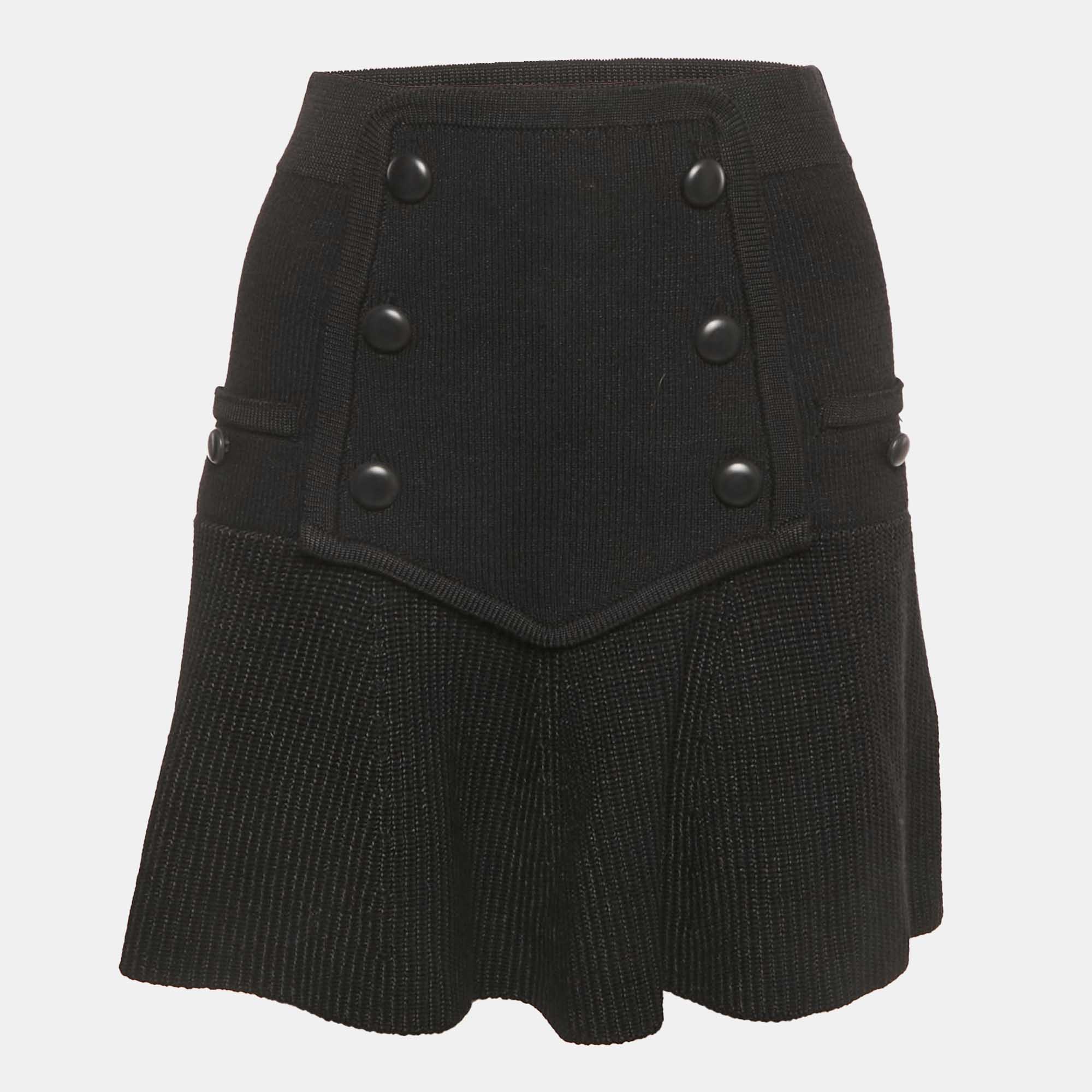 Pre Owned Isabel Marant Black Wool Knit Mini Skirt M
