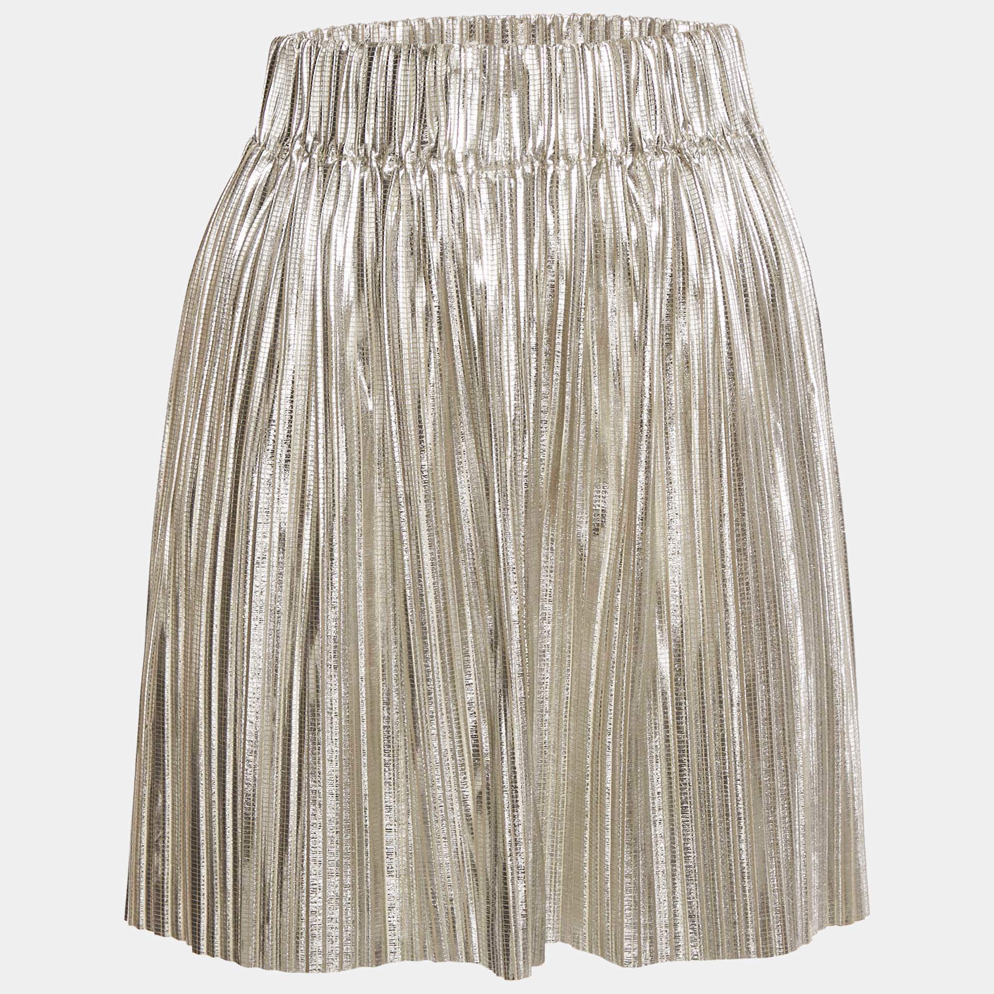 Pre Owned Isabel Marant Silver Plisse Delpha Mini Skirt S