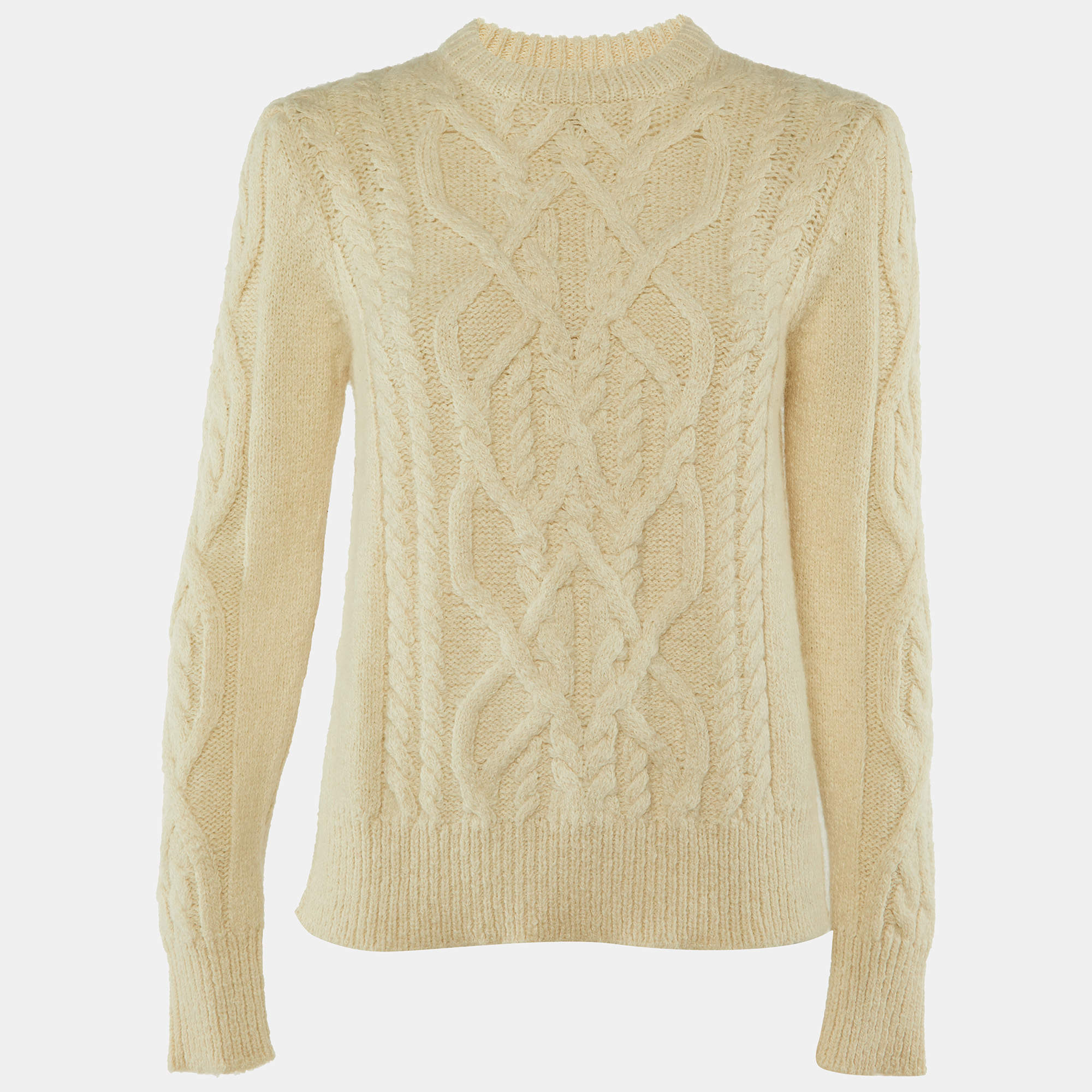 Pre Owned Isabel Marant Ivory Alpaca Cable Knit Slitted Sweater M