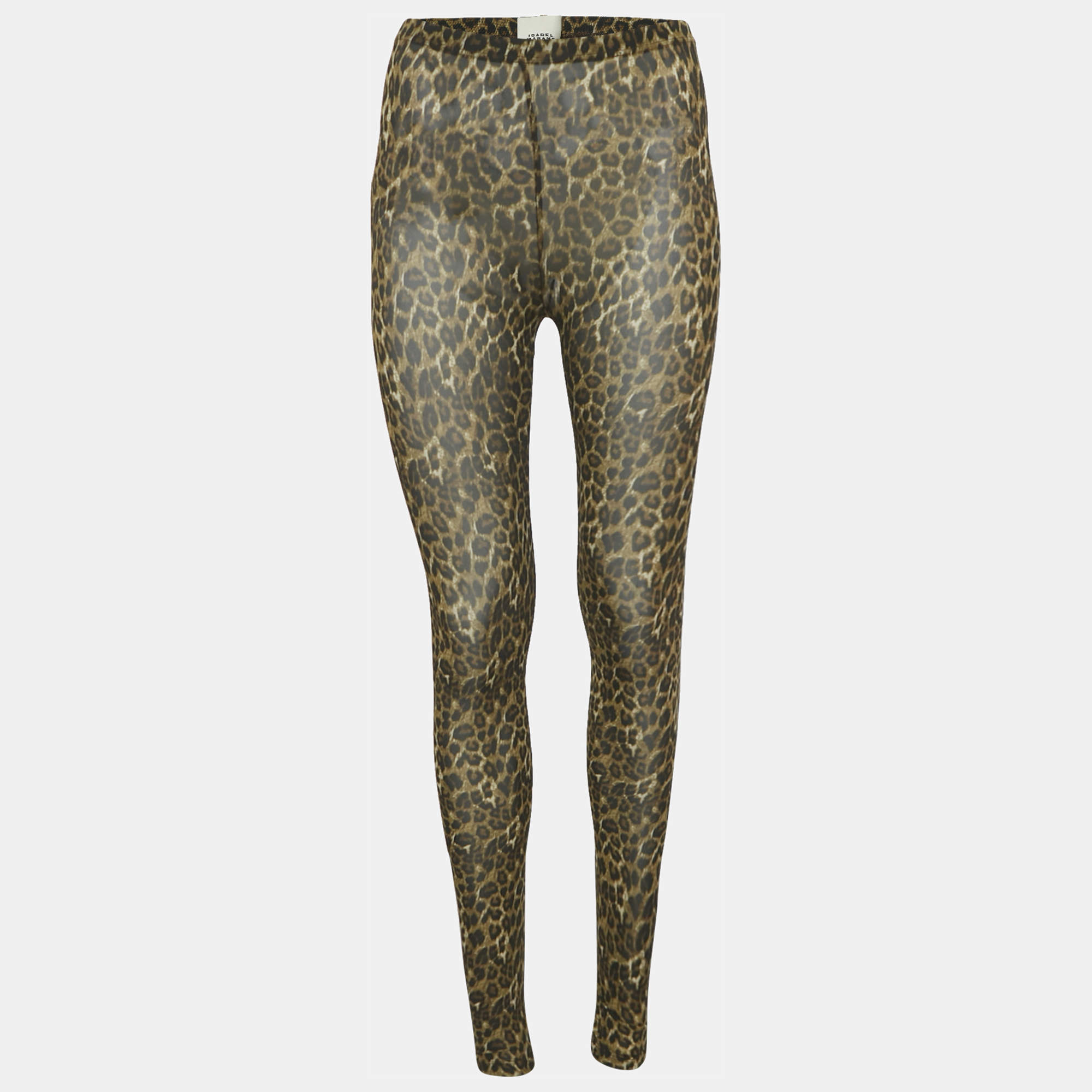 Pre Owned Isabel Marant Brown Animal Print Jersey Joshua Leggings S
