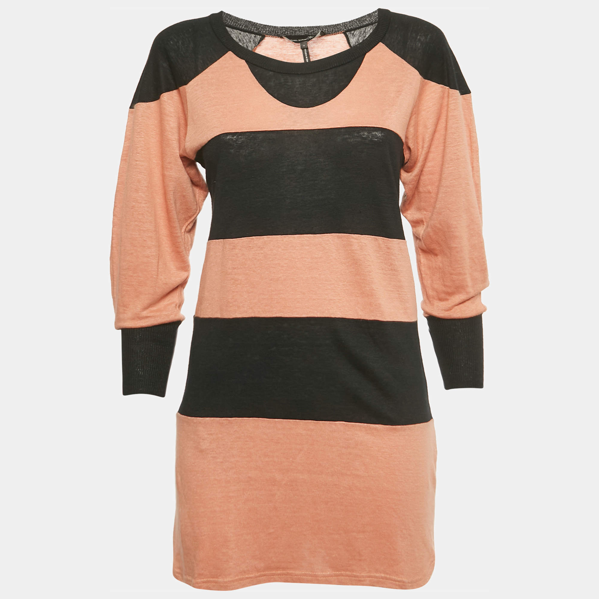 Pre Owned Isabel Marant Orange/Black Striped Knit Top S