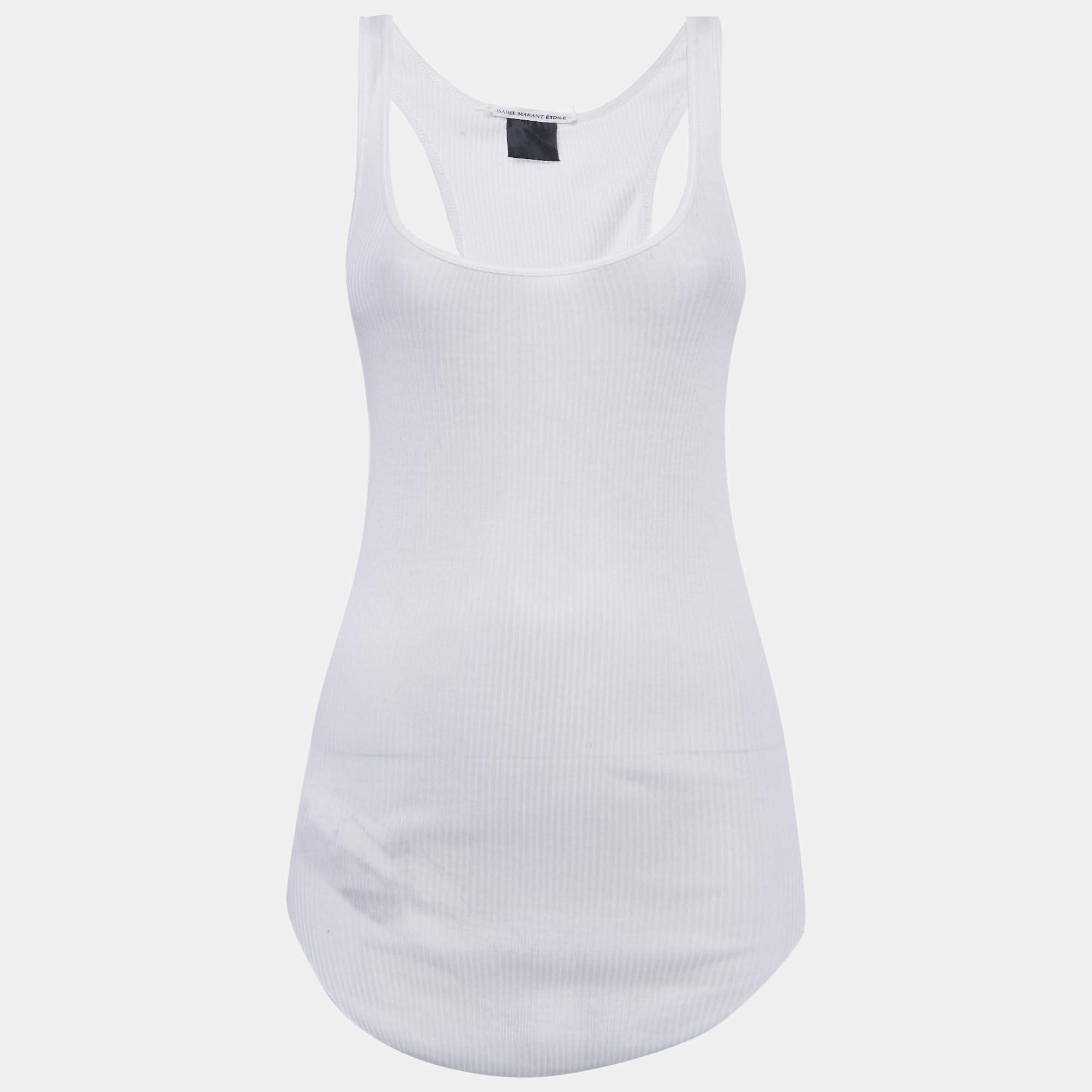 Pre Owned Isabel Marant White Rib Knit Tank Top S