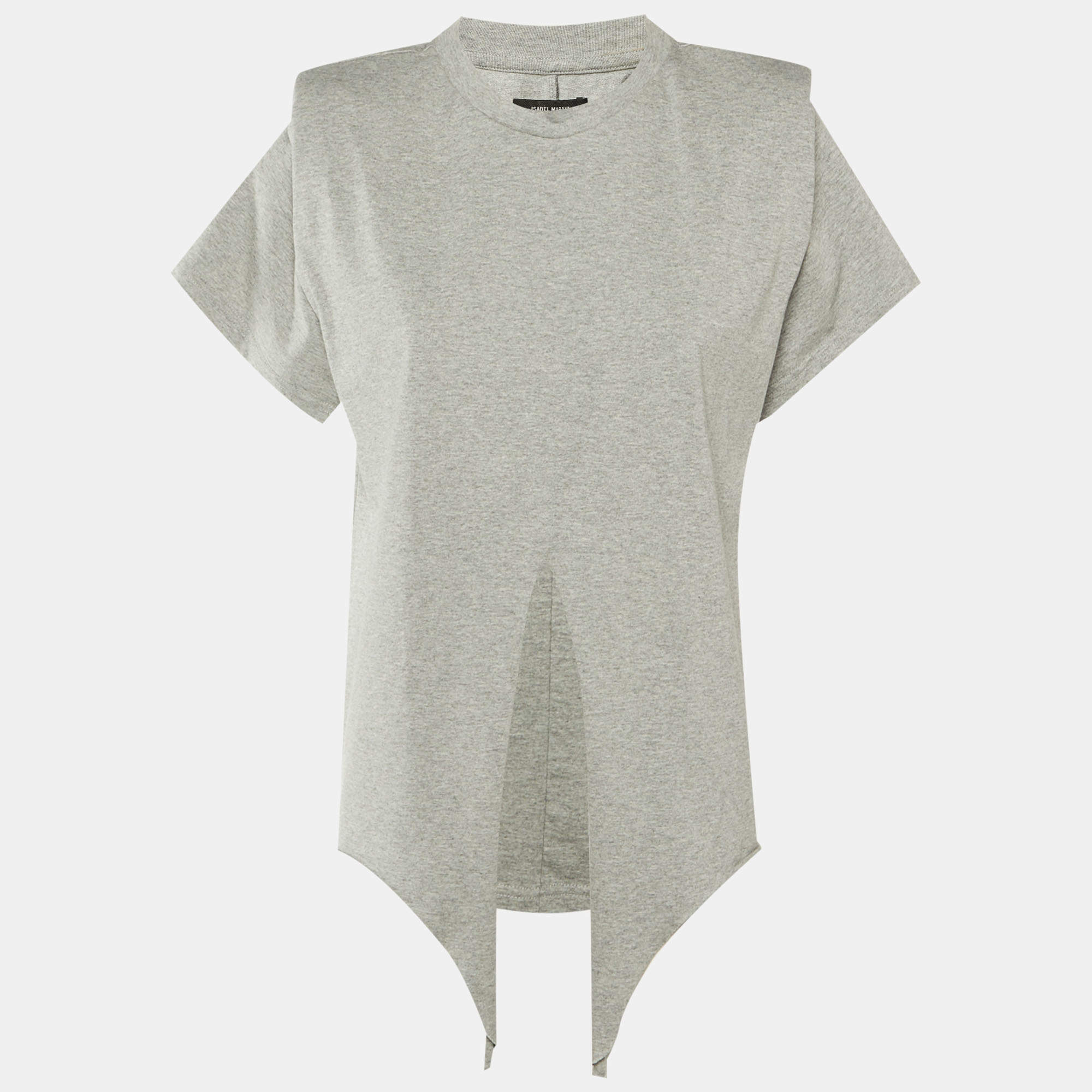 Pre Owned Isabel Marant Grey Cotton Belita Front Tie Detail Top XS