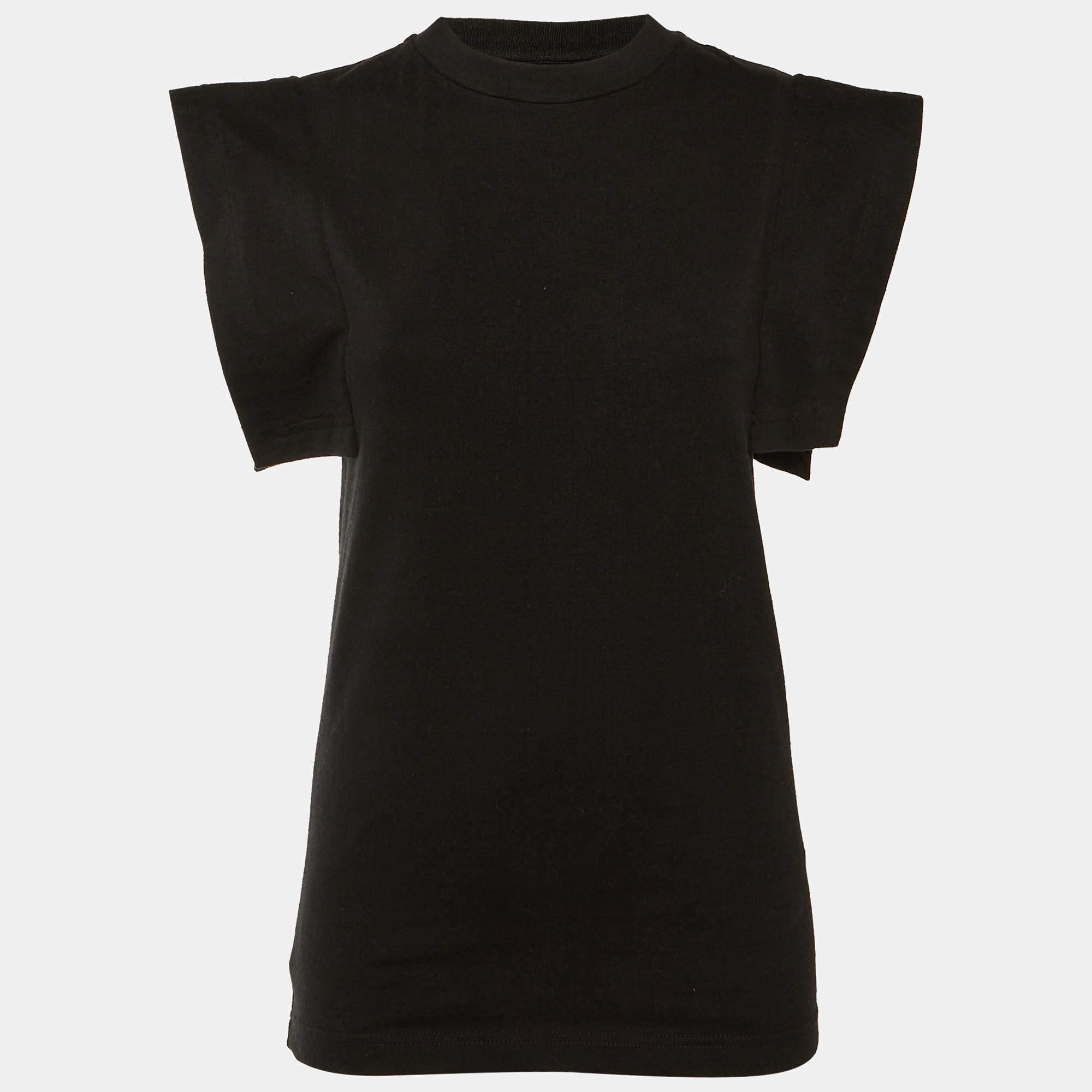Pre Owned Isabel Marant Black Cotton Zelipa Structured Shoulder T-Shirt XS
