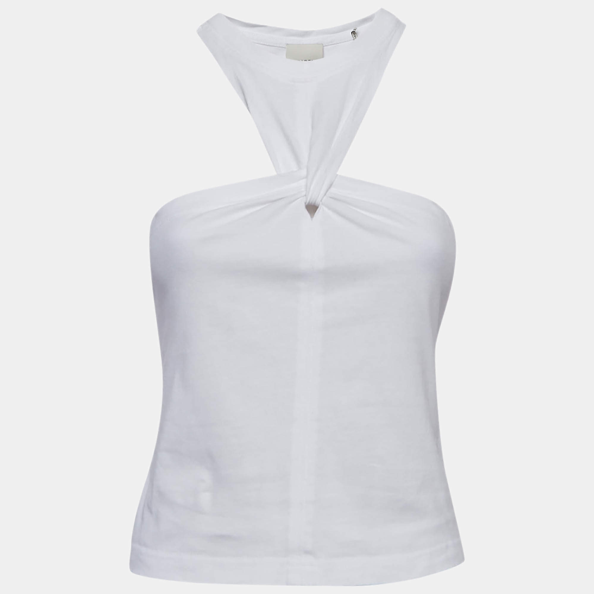 Pre Owned Isabel Marant White Jersey Zineba Top S