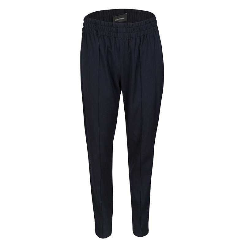 Isabel Marant Navy Blue Elasticized Waist Tapered Pants M