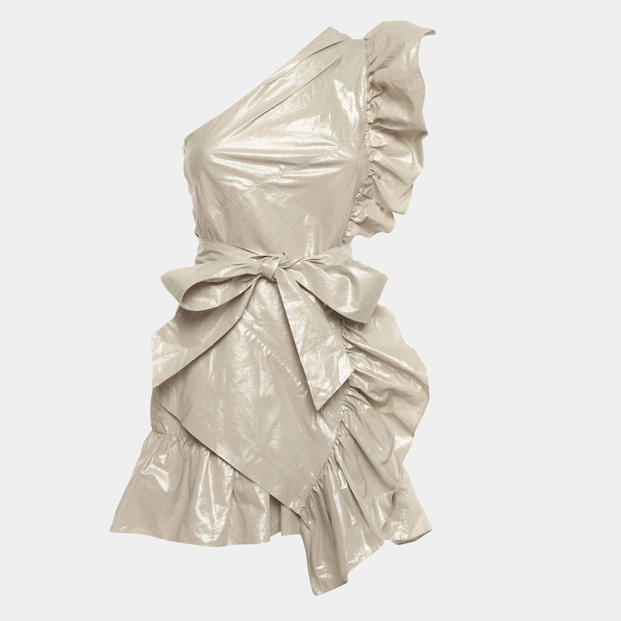 مملوكة مسبقًا Isabel Marant Metallic One-Shoulder Lavern Mini Dress S