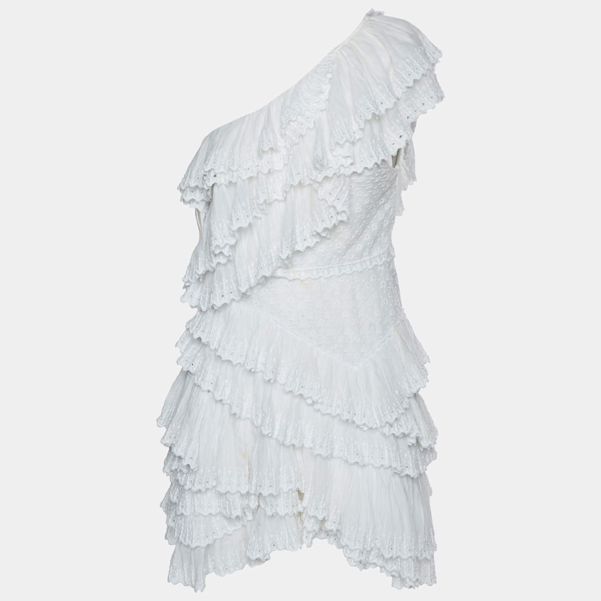 Pre Owned Isabel Marant White Broderie Anglaise Mini Zeller Dress M