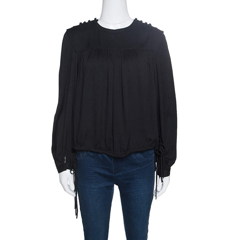 Isabel Marant Etoile Black Crepe Tie Detail Nathael Top S