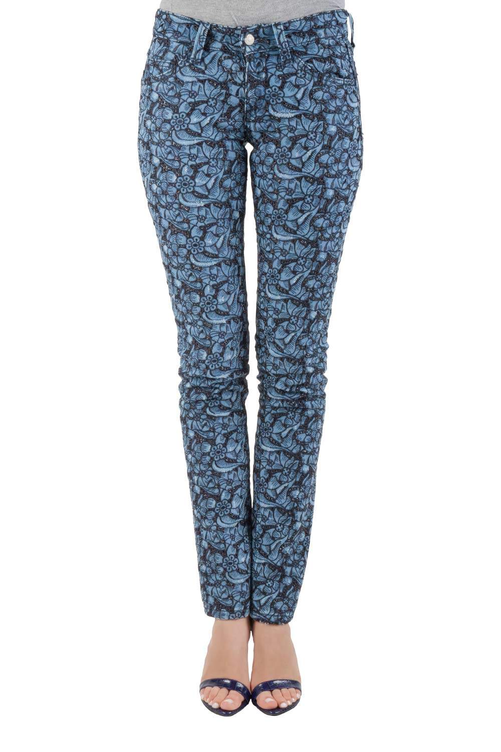 Isabel Marant Etoile Indigo Eyelet Embroidered Distressed Denim Skinny Jeans S