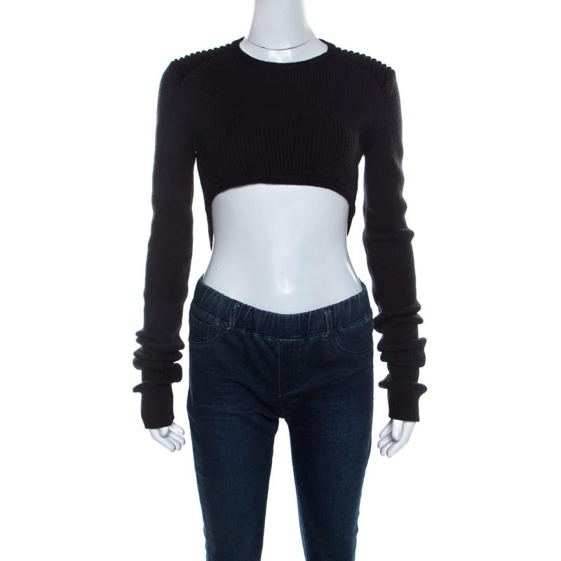 Isabel Marant Dark Grey Wool Blend Cropped Brad Sweater M 