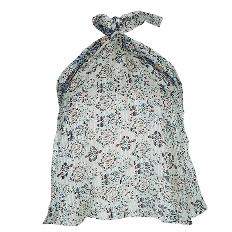 Isabel Marant Floral Print Silk Tie-up Halter Top S
